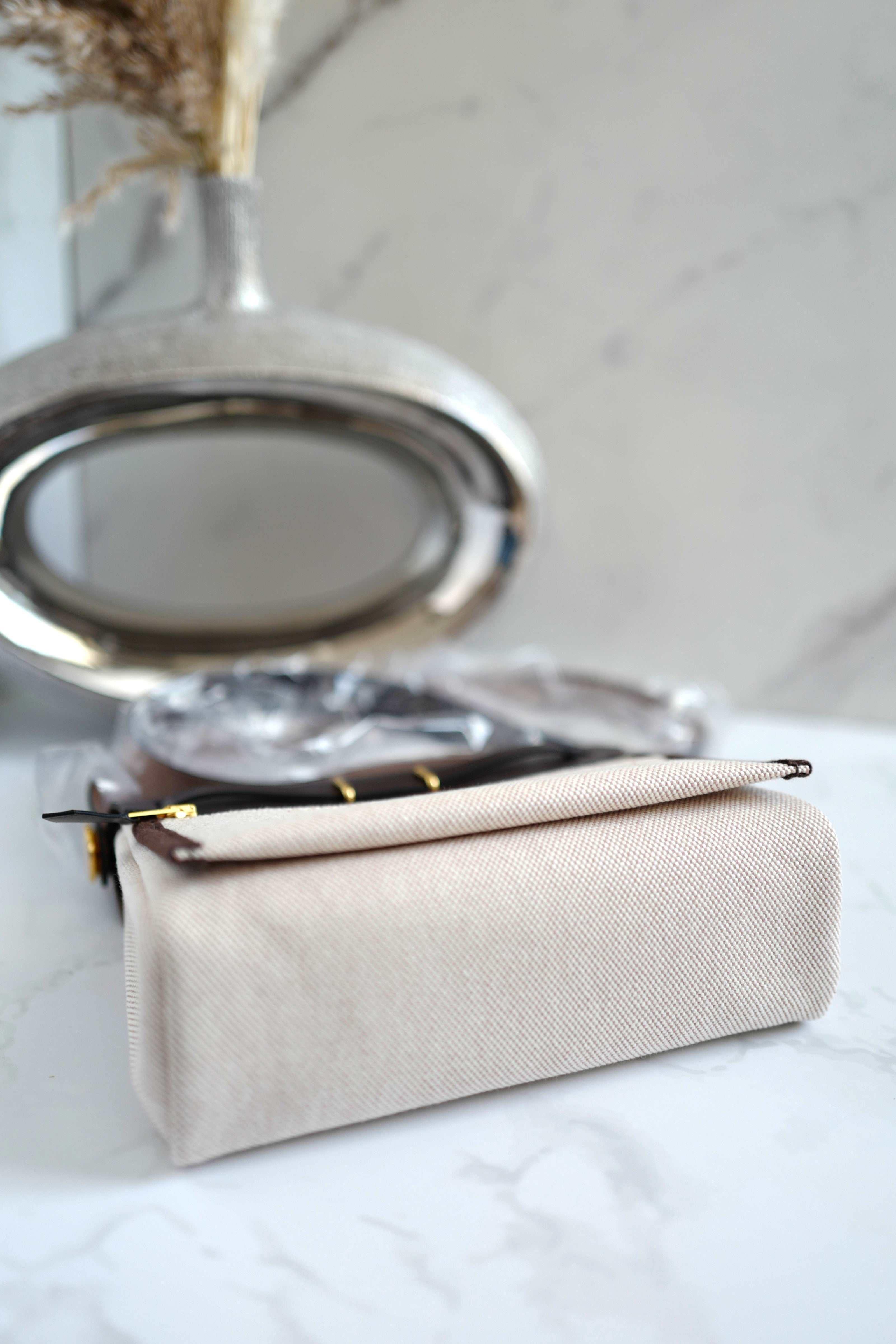 BNIB Hermes Mini Herbag Ecru/Beige Ebene with GHW 2025 Complete Receipt