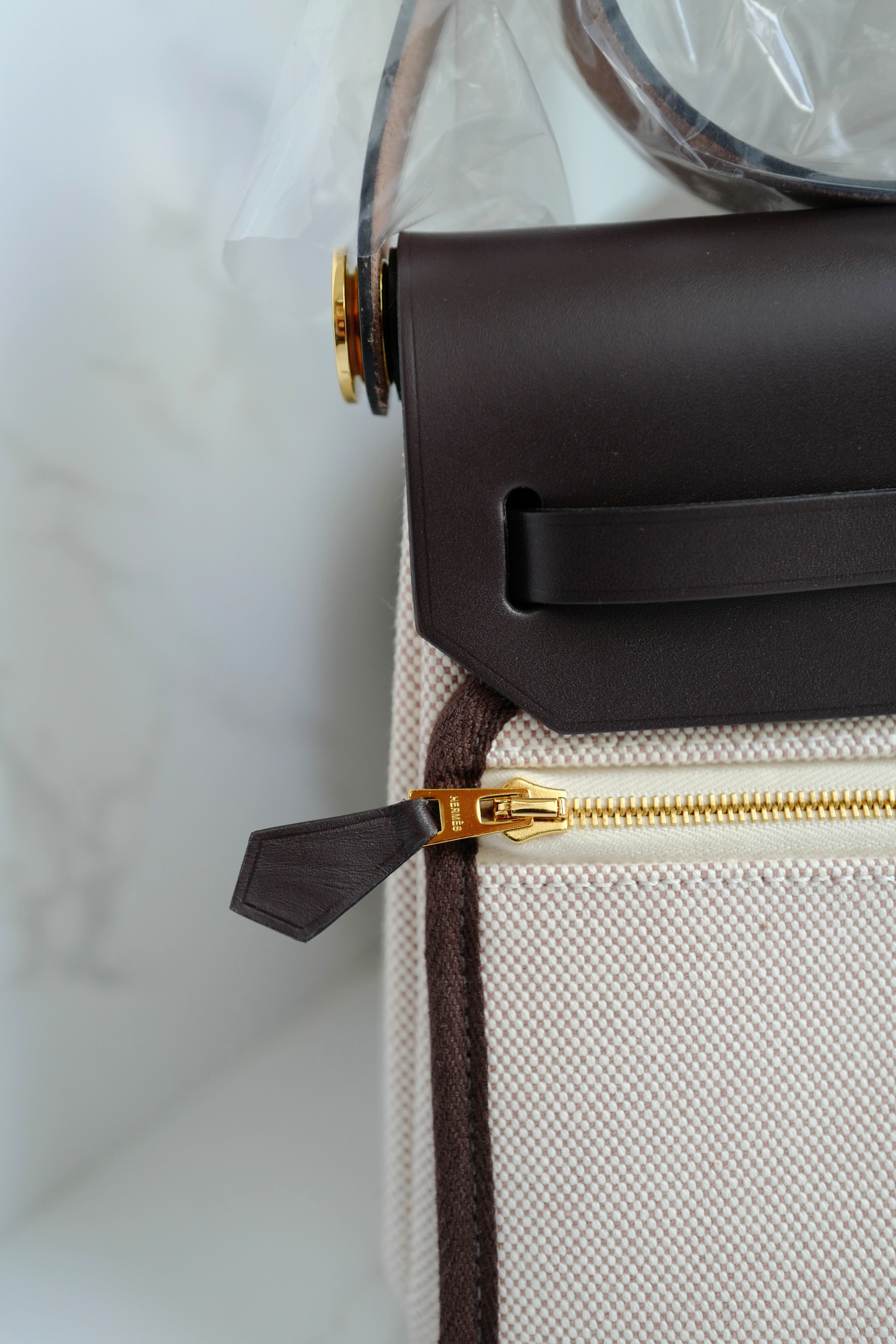 BNIB Hermes Mini Herbag Ecru/Beige Ebene with GHW 2025 Complete Receipt