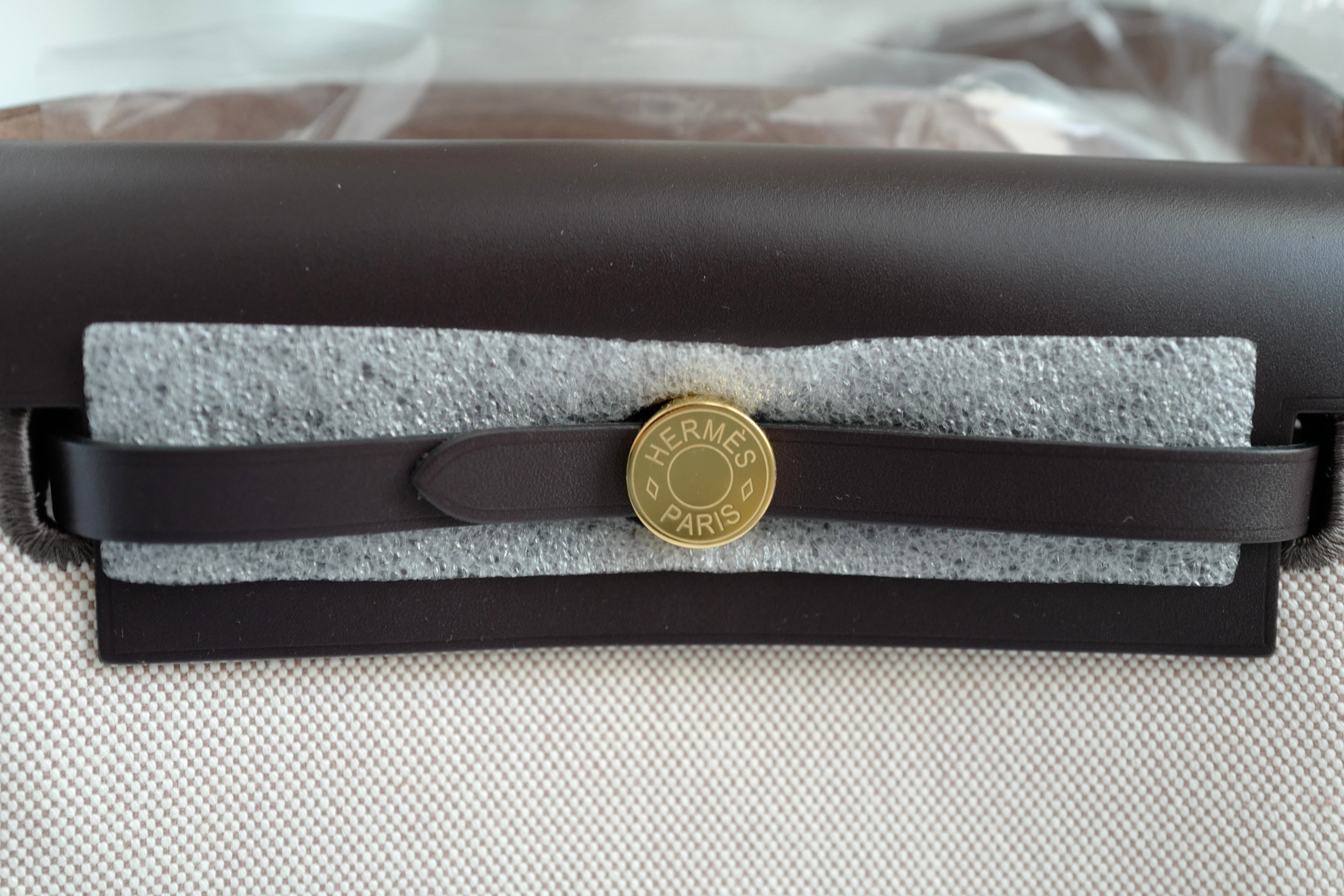 BNIB Hermes Mini Herbag Ecru/Beige Ebene with GHW 2025 Complete Receipt