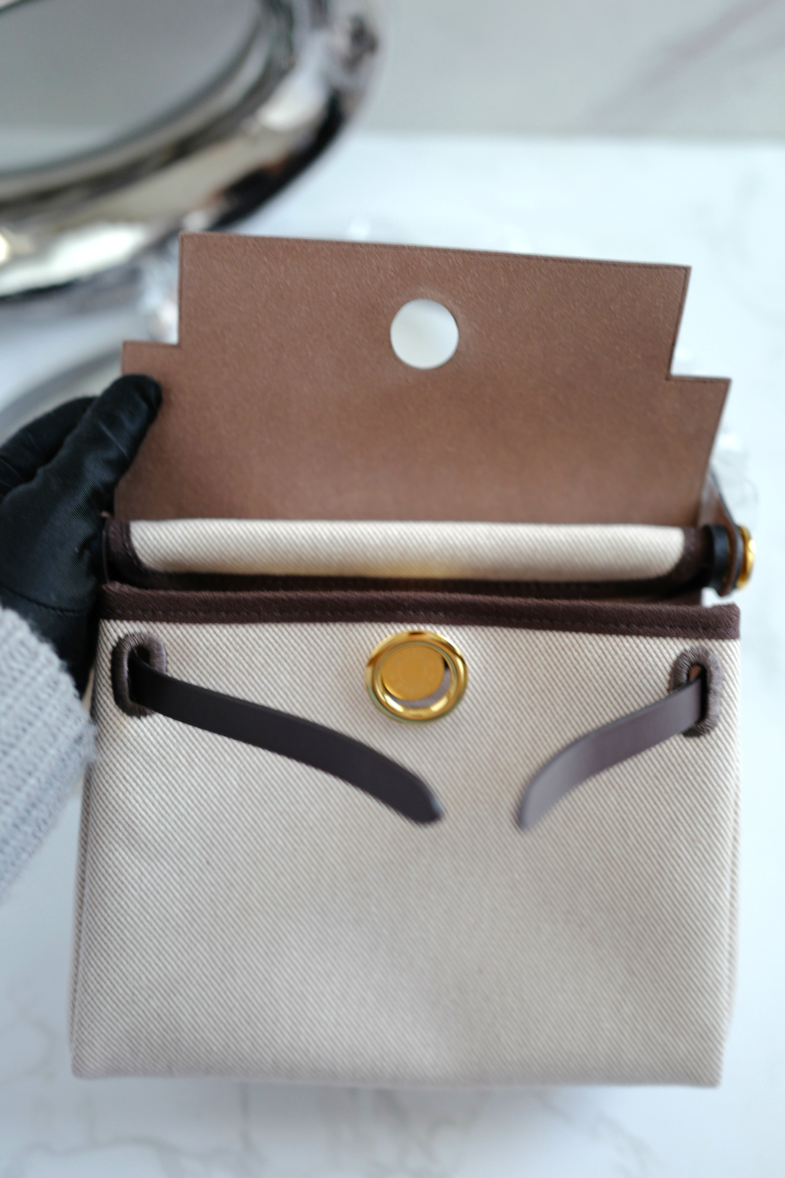 BNIB Hermes Mini Herbag Ecru/Beige Ebene with GHW 2025 Complete Receipt