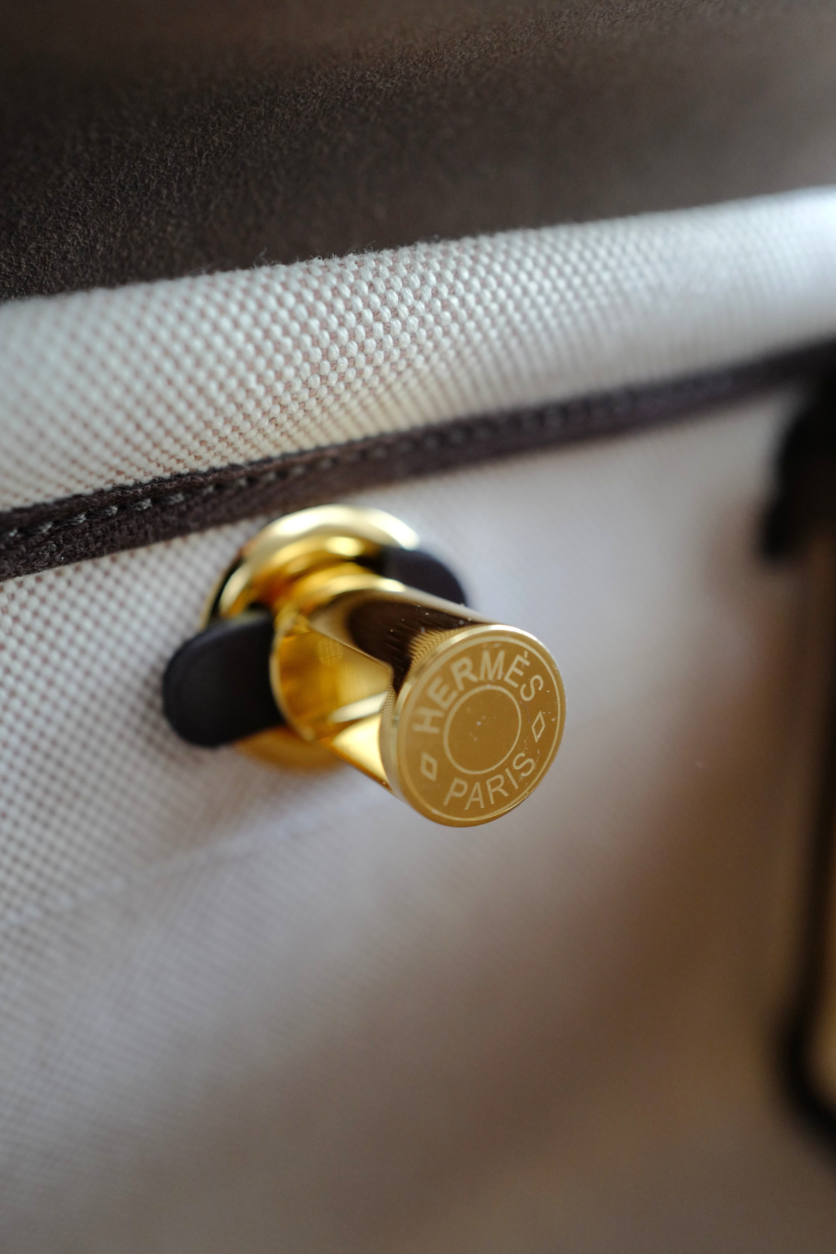 BNIB Hermes Mini Herbag Ecru/Beige Ebene with GHW 2025 Complete Receipt
