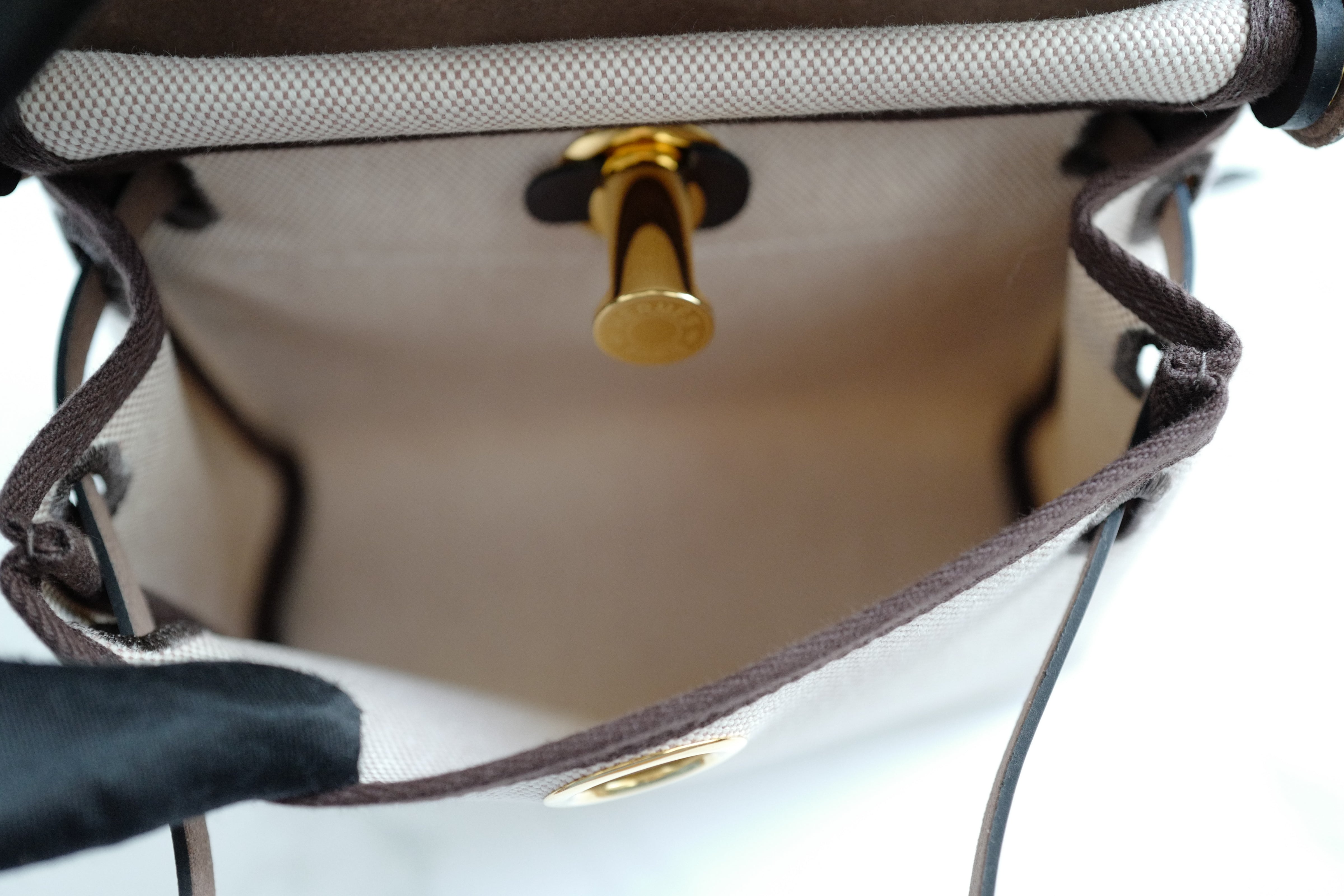 BNIB Hermes Mini Herbag Ecru/Beige Ebene with GHW 2025 Complete Receipt