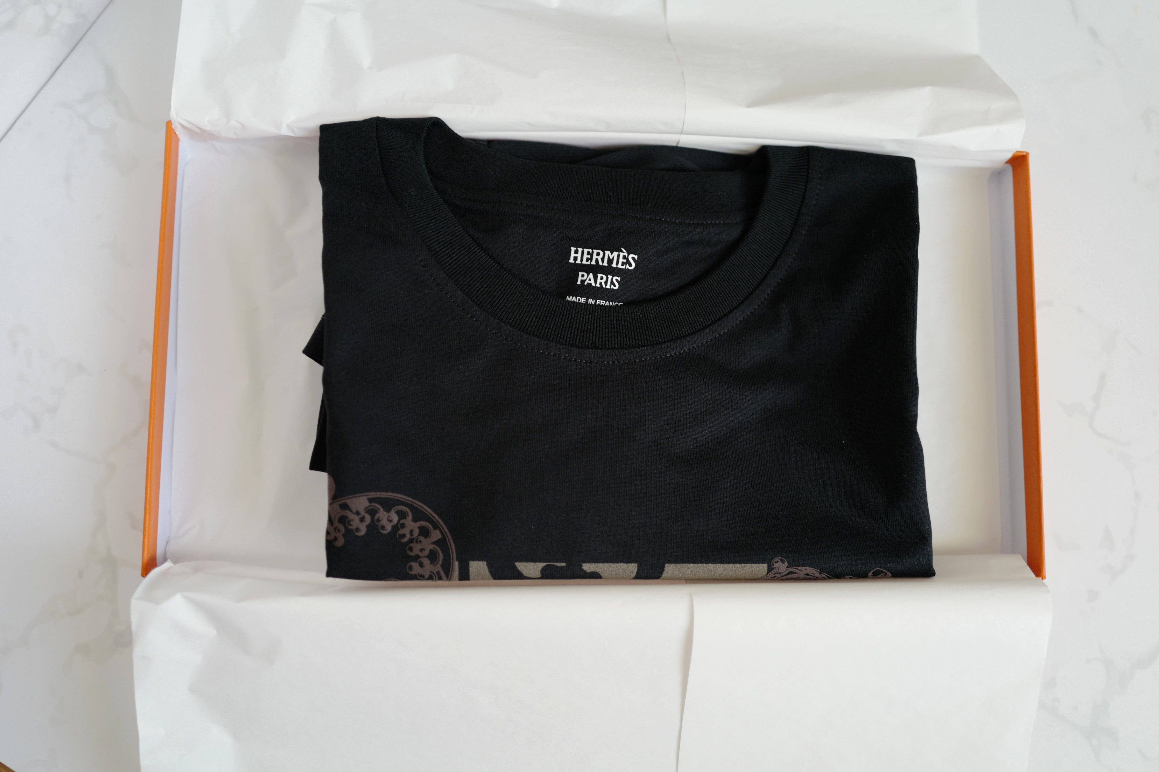 NEW Hermès "Les Clefs" Cropped T-shirt Noir Size 36 SS25