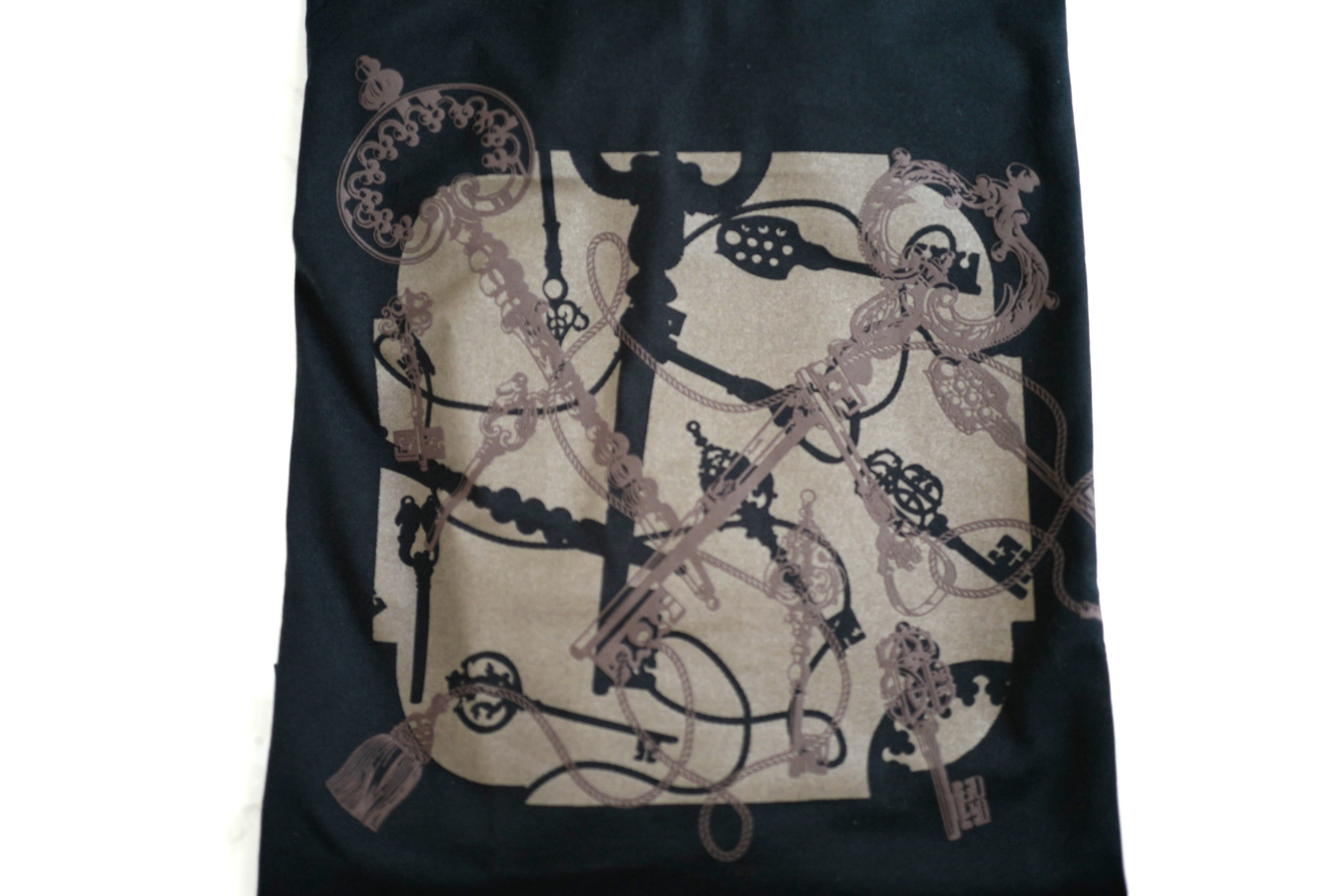 NEW Hermès "Les Clefs" Cropped T-shirt Noir Size 36 SS25
