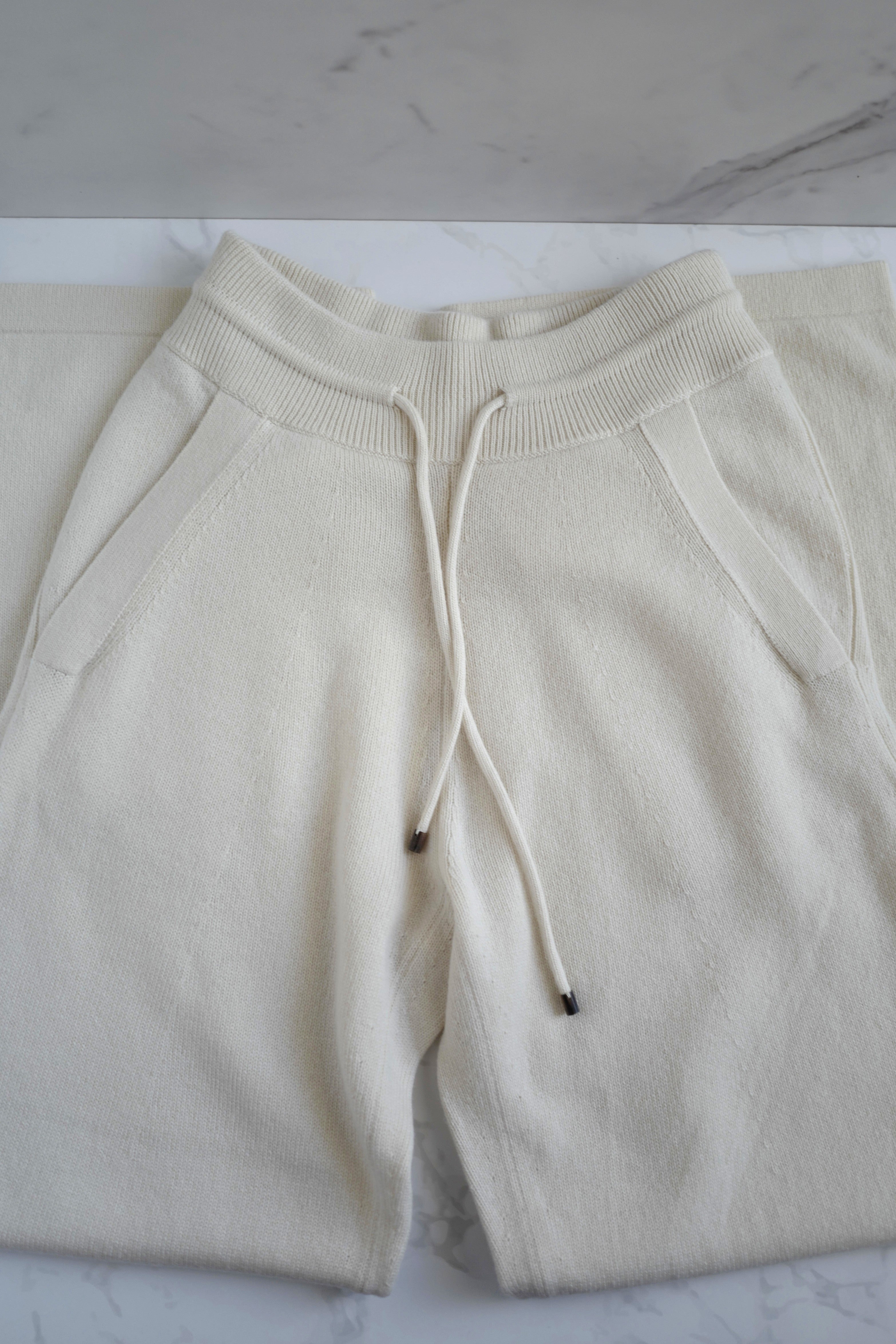 Brand NEW Hermès Cashmere Pants – Blanc Naturel (Size 36) Wide Leg Retail $3300