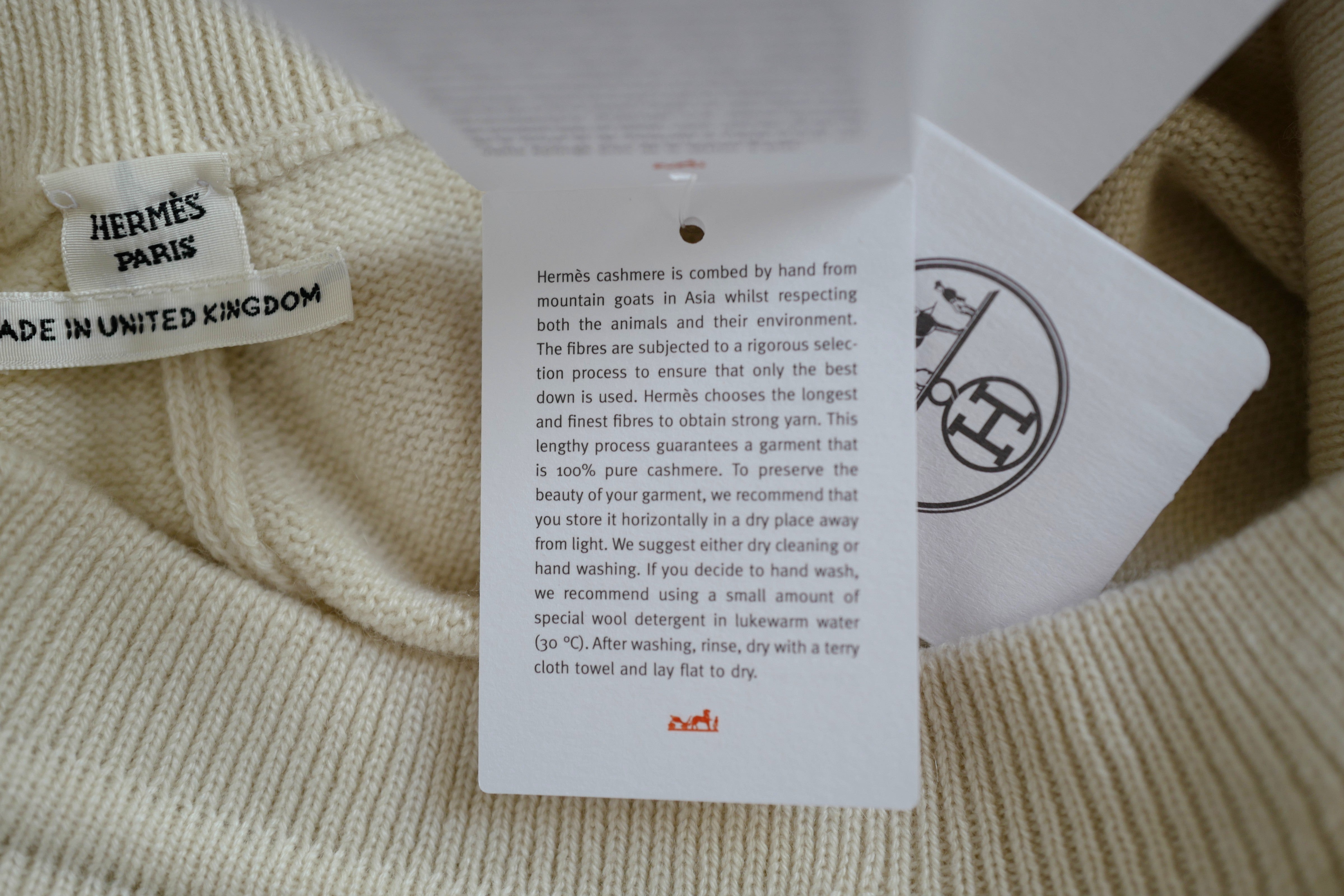 Brand NEW Hermès Cashmere Pants – Blanc Naturel (Size 36) Wide Leg Retail $3300