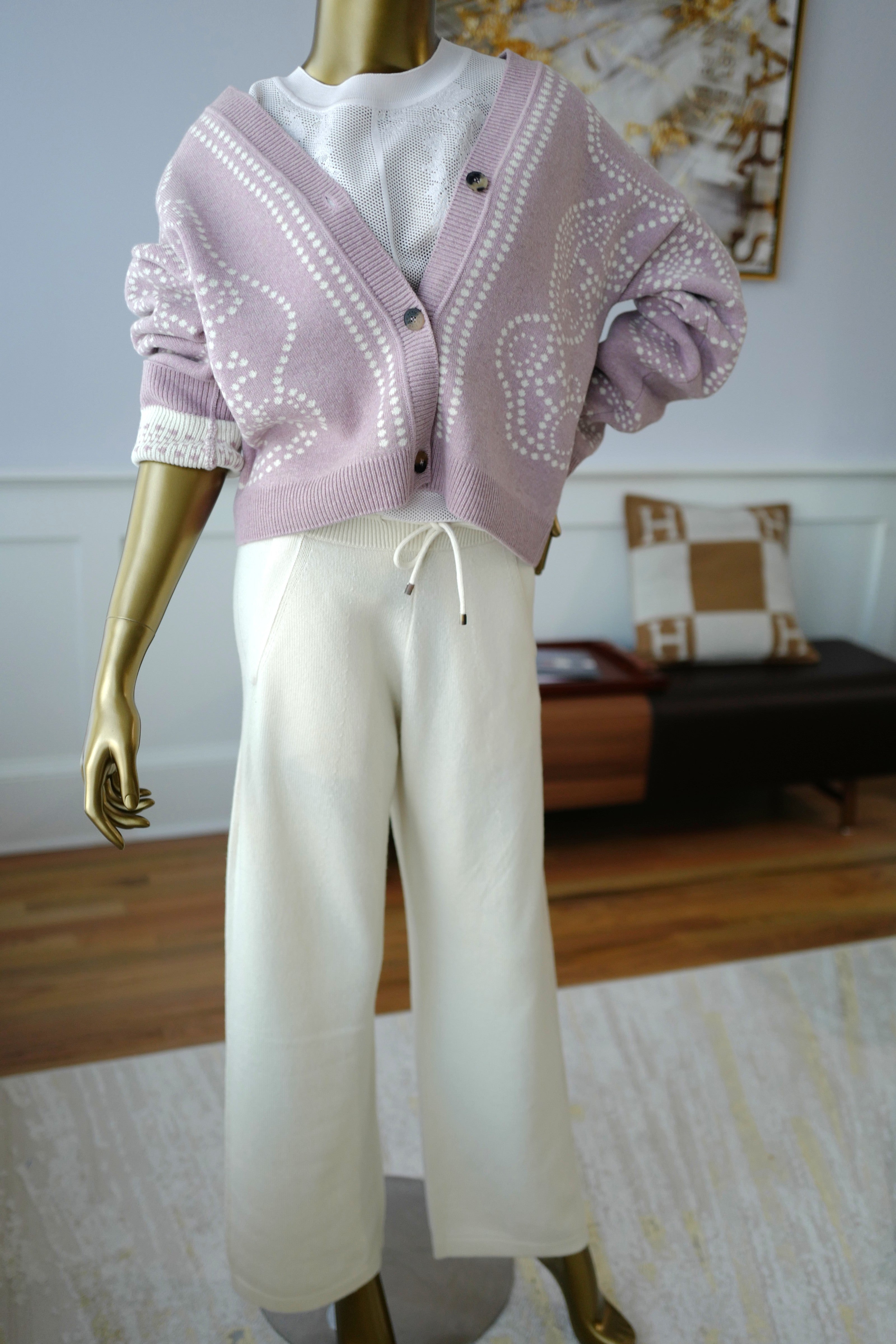 Brand NEW Hermès Cashmere Pants – Blanc Naturel (Size 36) Wide Leg Retail $3300