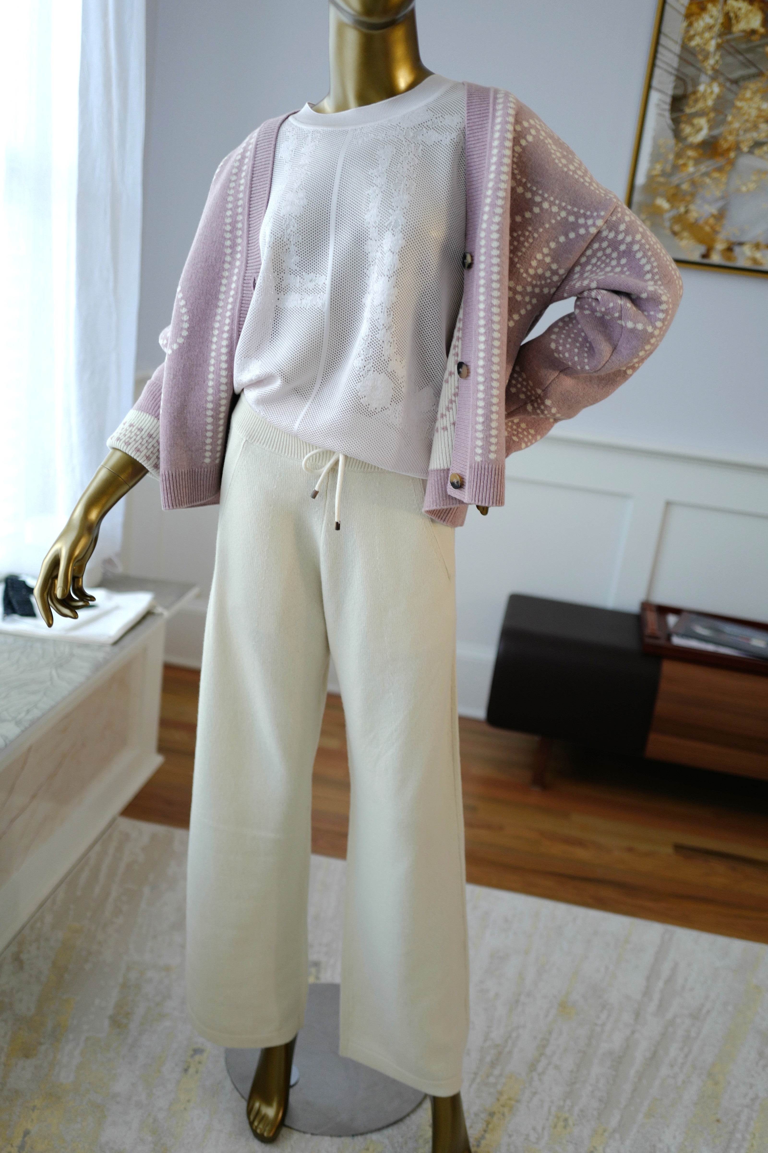 Brand NEW Hermès Cashmere Pants – Blanc Naturel (Size 36) Wide Leg Retail $3300
