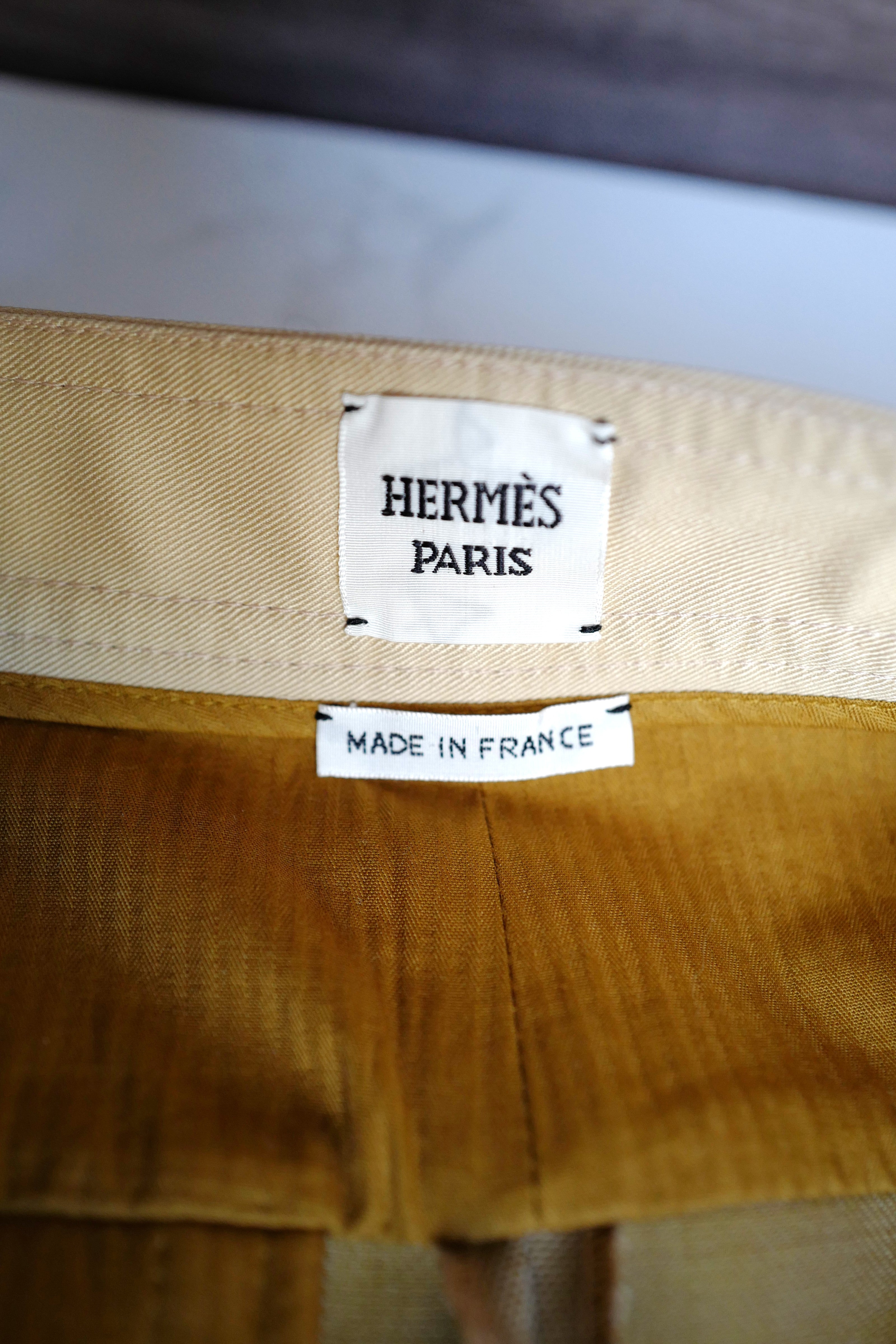 NEW Hermès Loose Fit Pants Wide Leg SS25 in Beige/Vert Muscade Size 38 Over $3K
