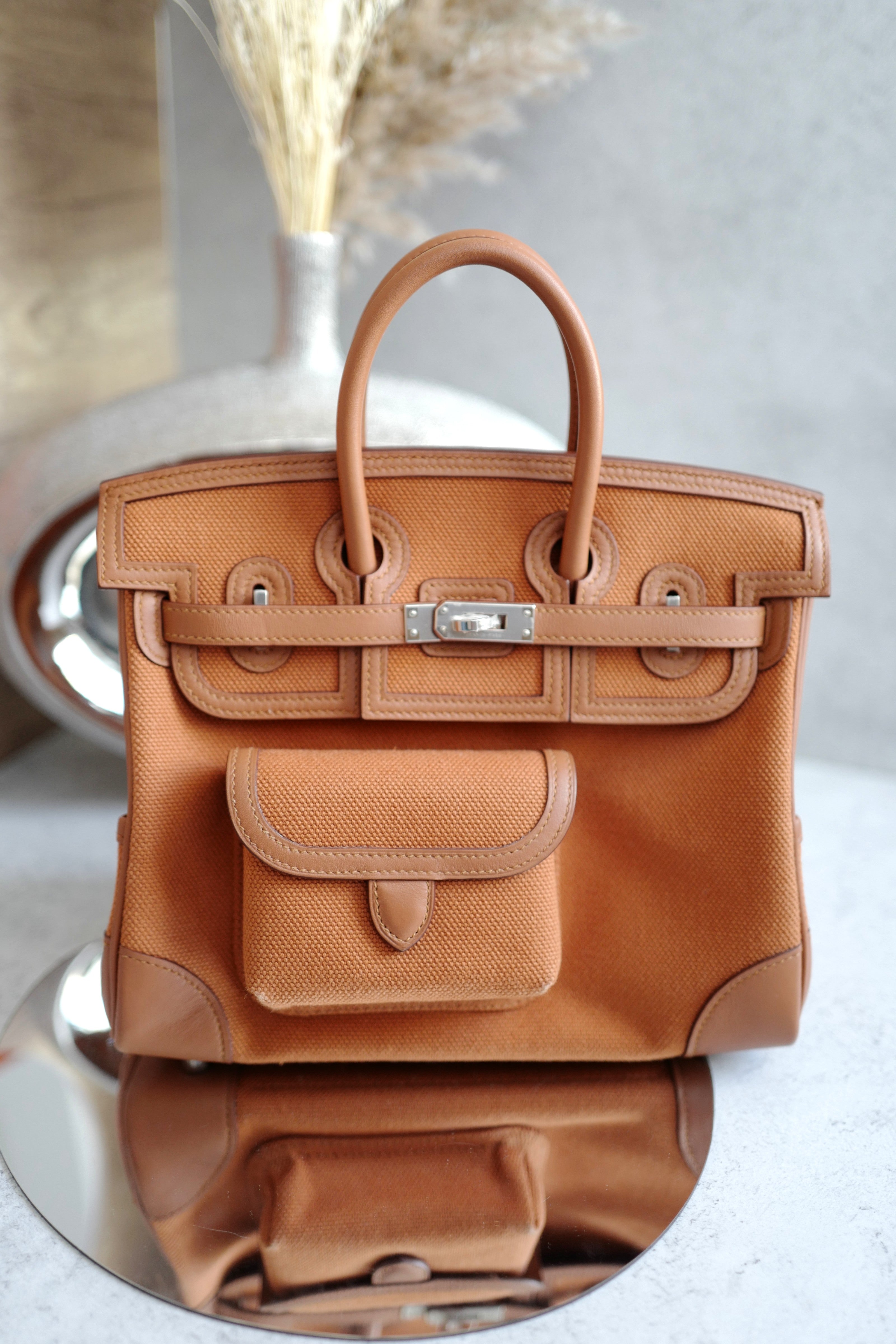 BNIB HERMÈS Birkin Cargo 25 Gold Swift leather &Toile canvas with Palladium HW