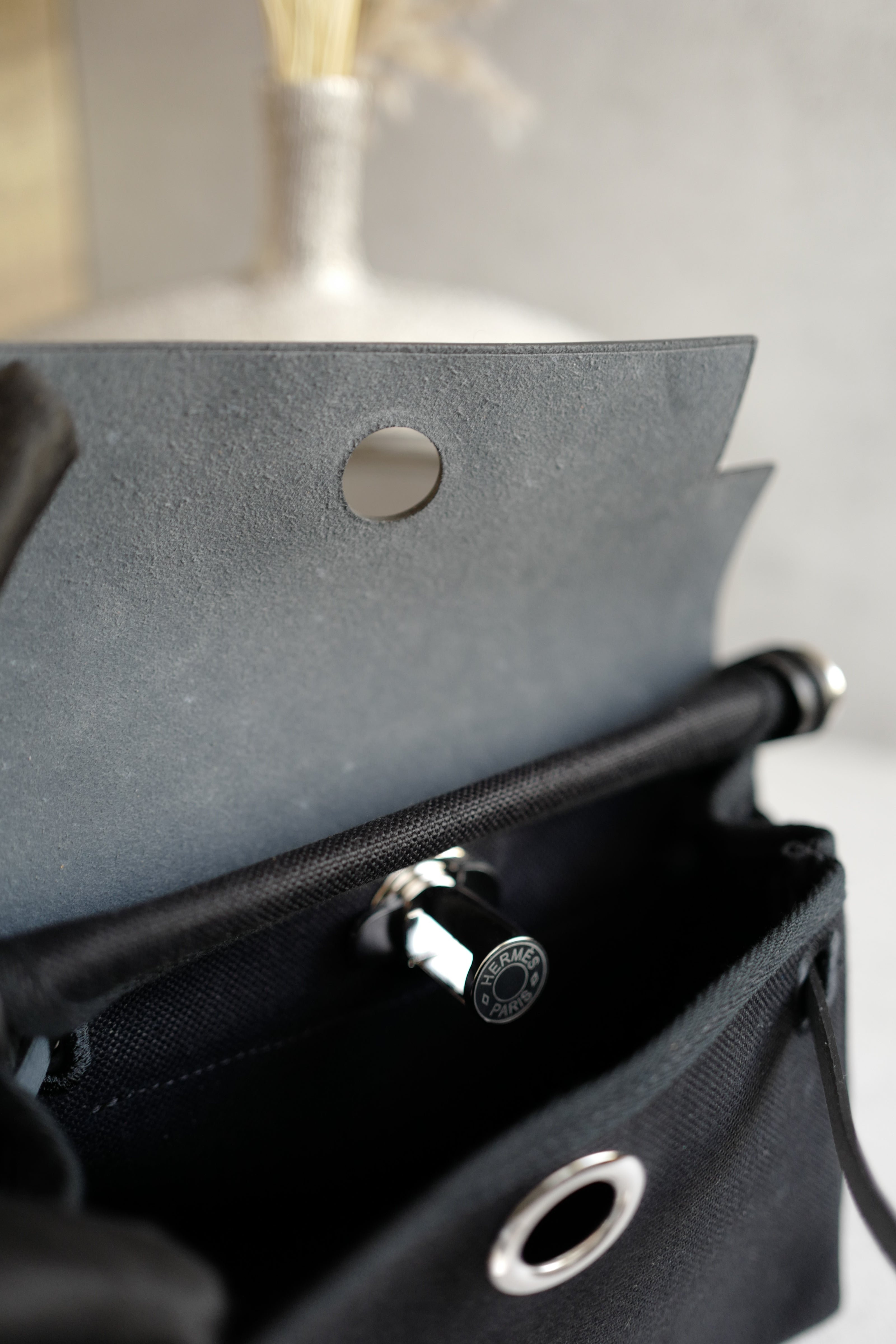 BNIB Hermes Mini Herbag In Black on Black W with Palladium hardware Crossbody