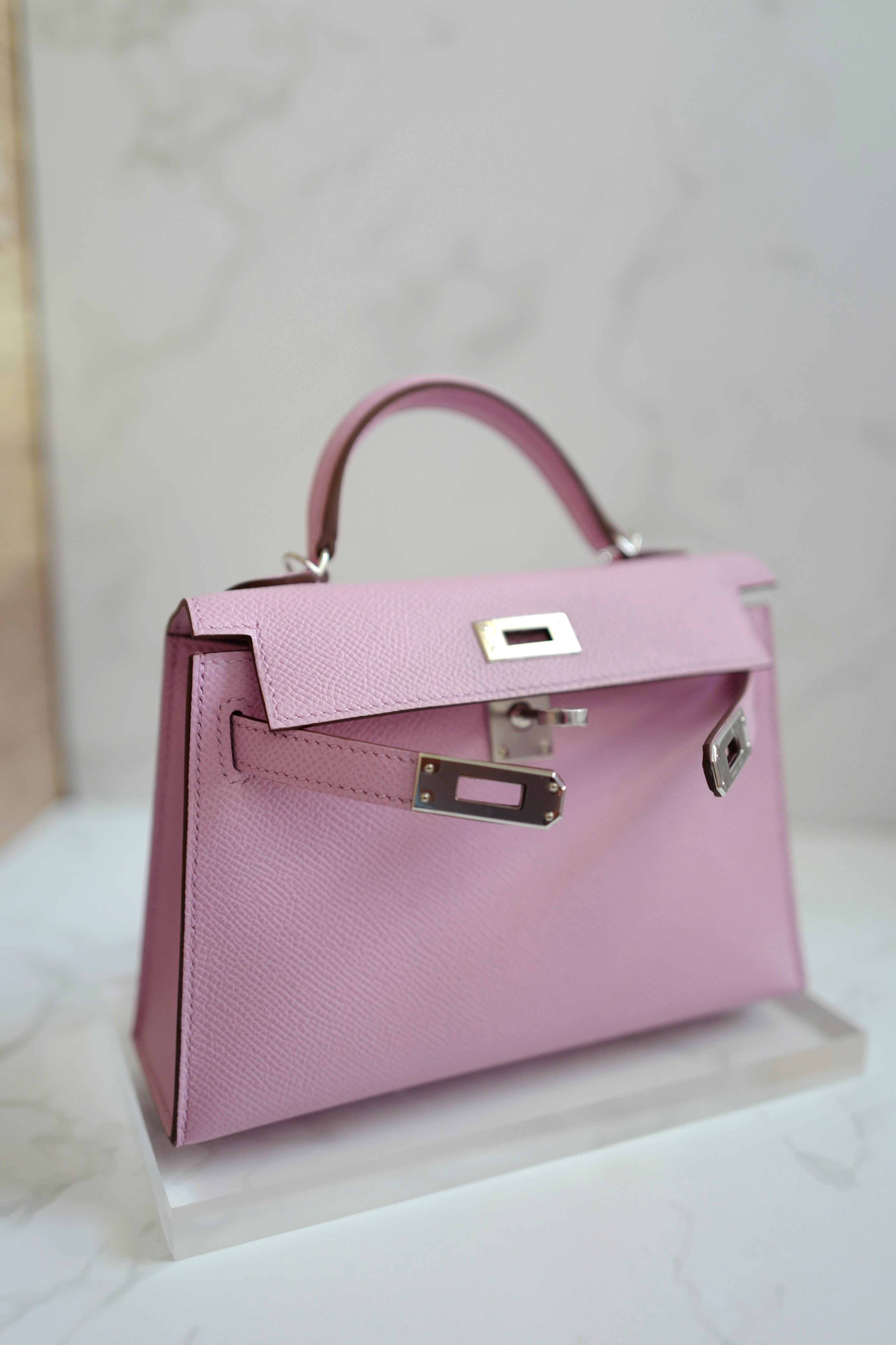 Hermes Mini Kelly Mauve Sylvester PHW U Complete With Original Receipt 2022