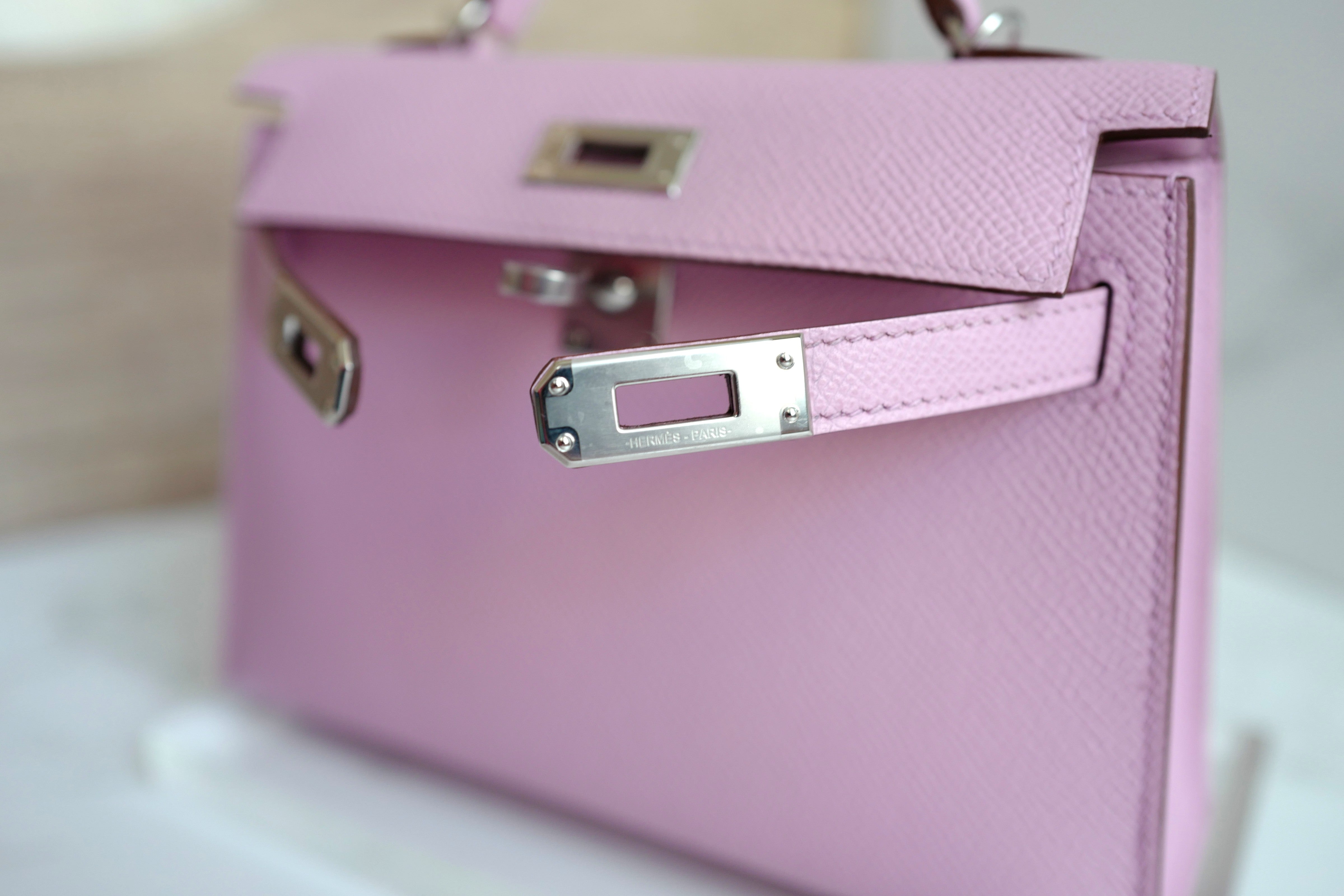 Hermes Mini Kelly Mauve Sylvester PHW U Complete With Original Receipt 2022