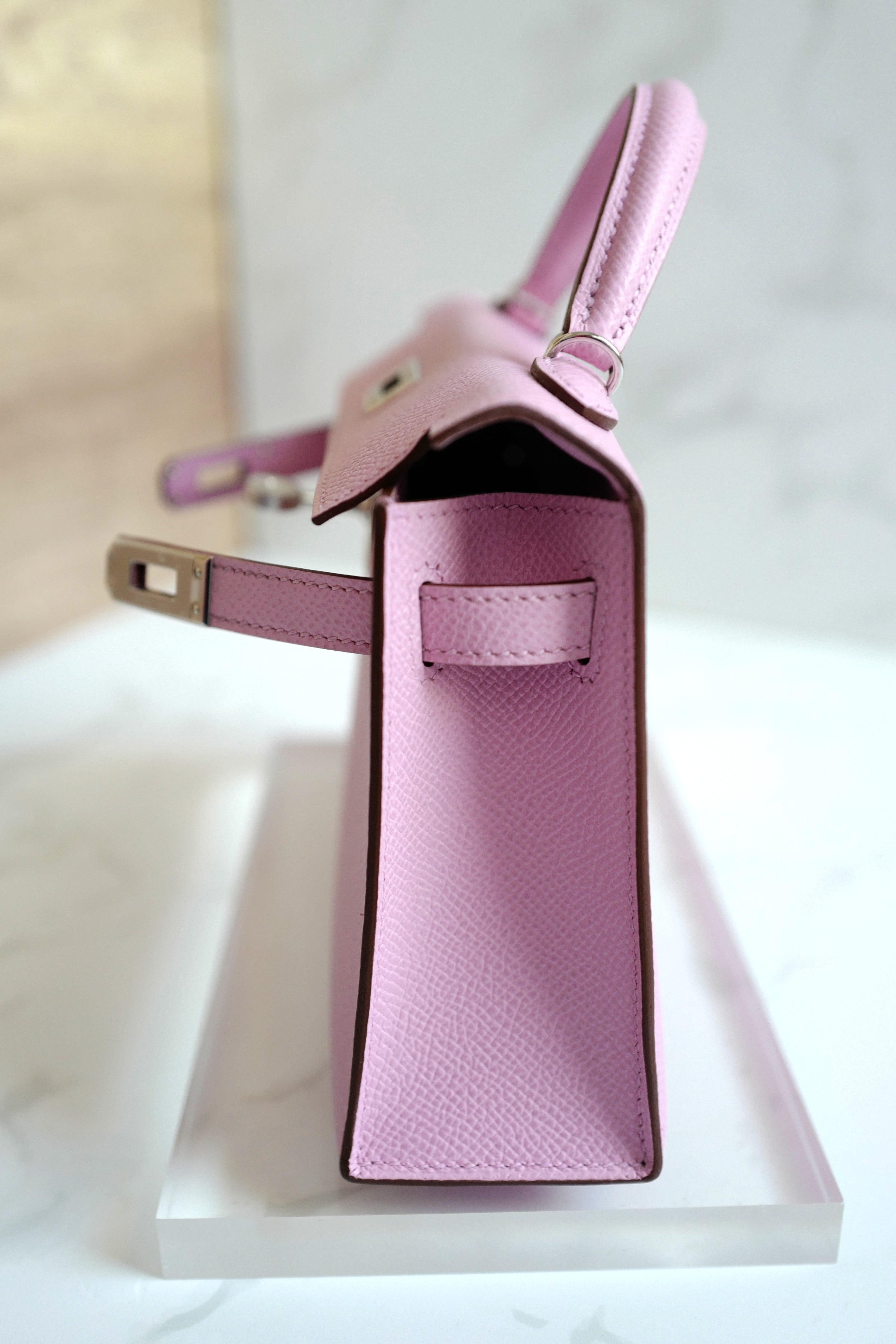Hermes Mini Kelly Mauve Sylvester PHW U Complete With Original Receipt 2022