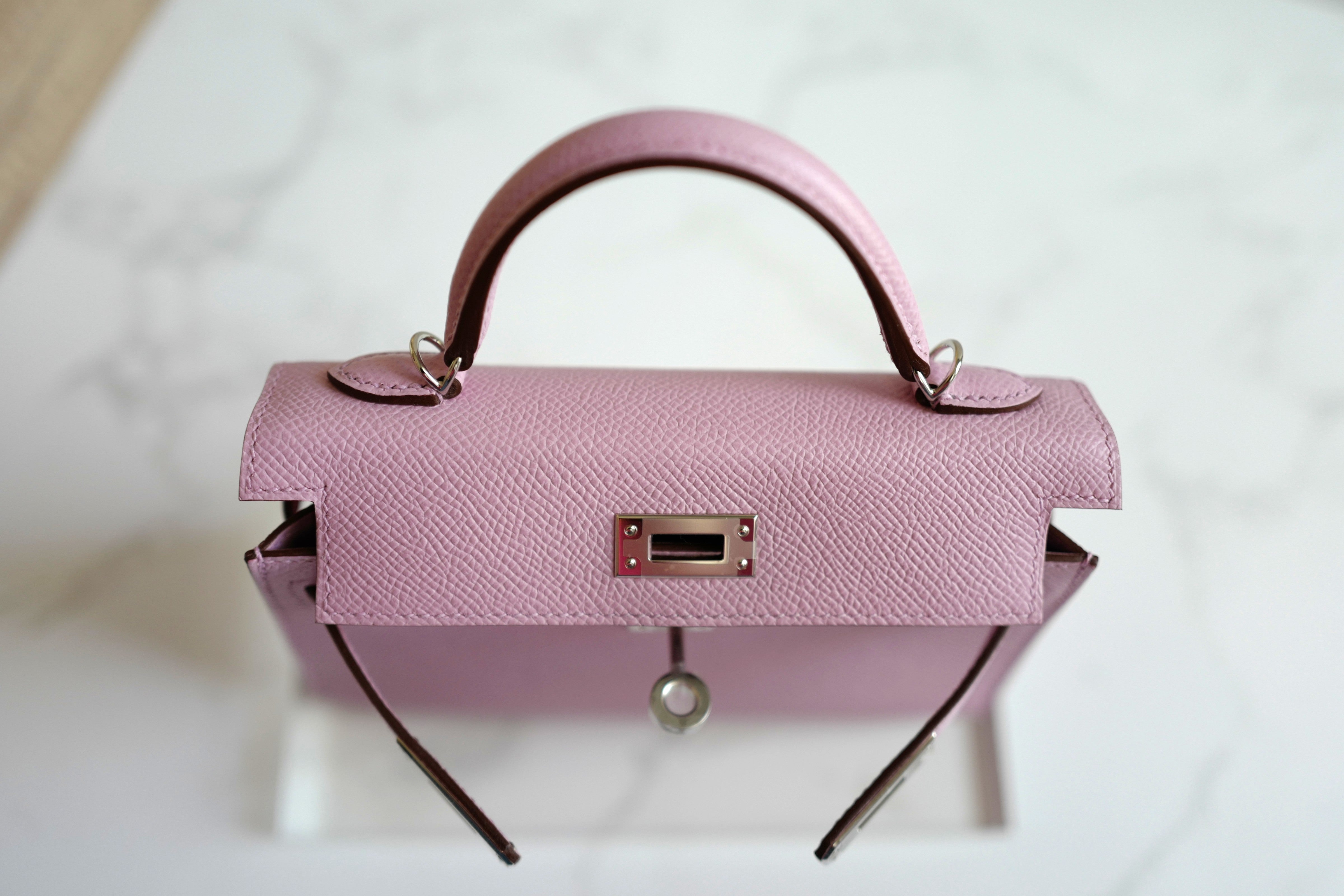 Hermes Mini Kelly Mauve Sylvester PHW U Complete With Original Receipt 2022