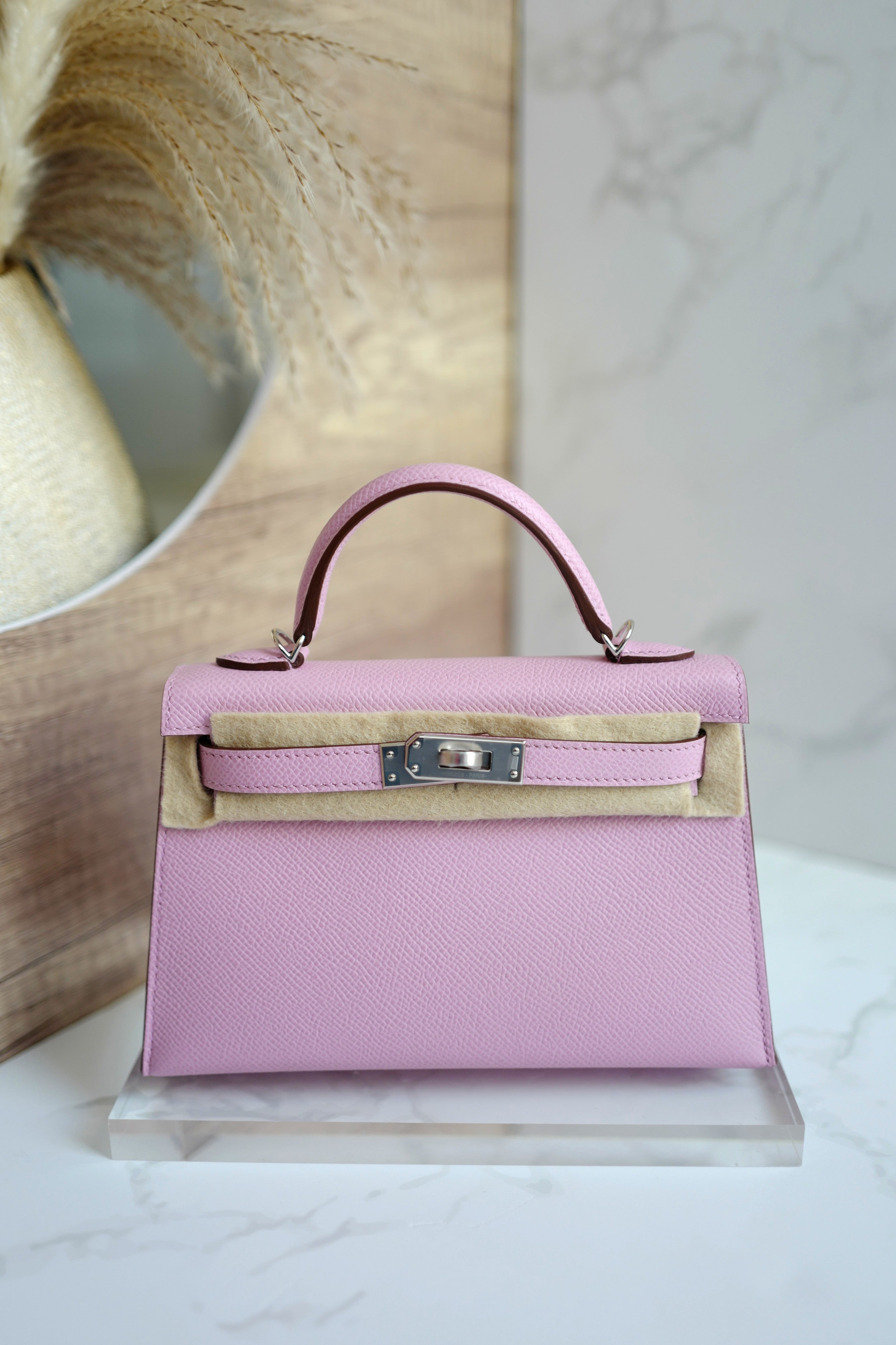 Hermes Mini Kelly Mauve Sylvester PHW U Complete With Original Receipt 2022