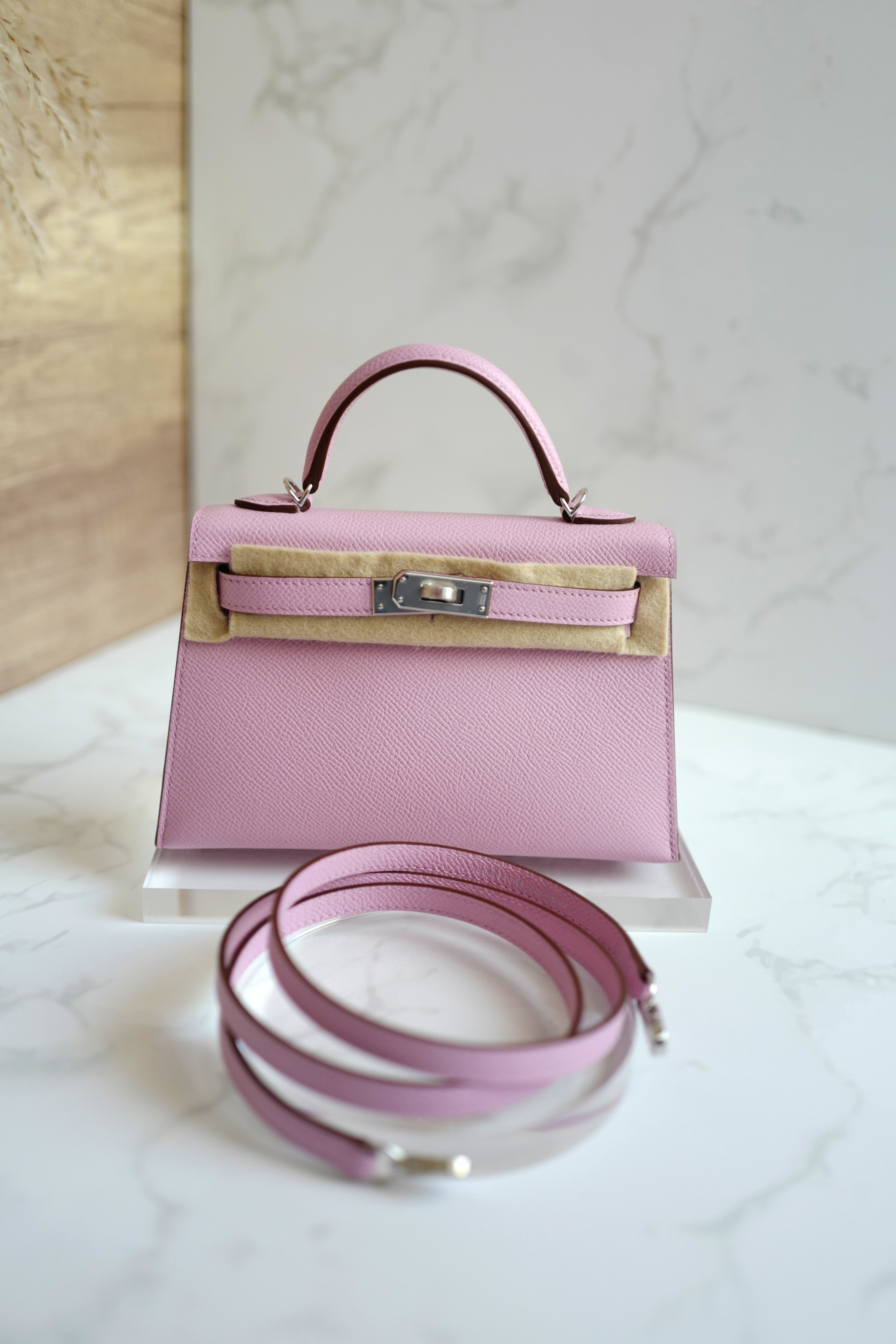 Hermes Mini Kelly Mauve Sylvester PHW U Complete With Original Receipt 2022