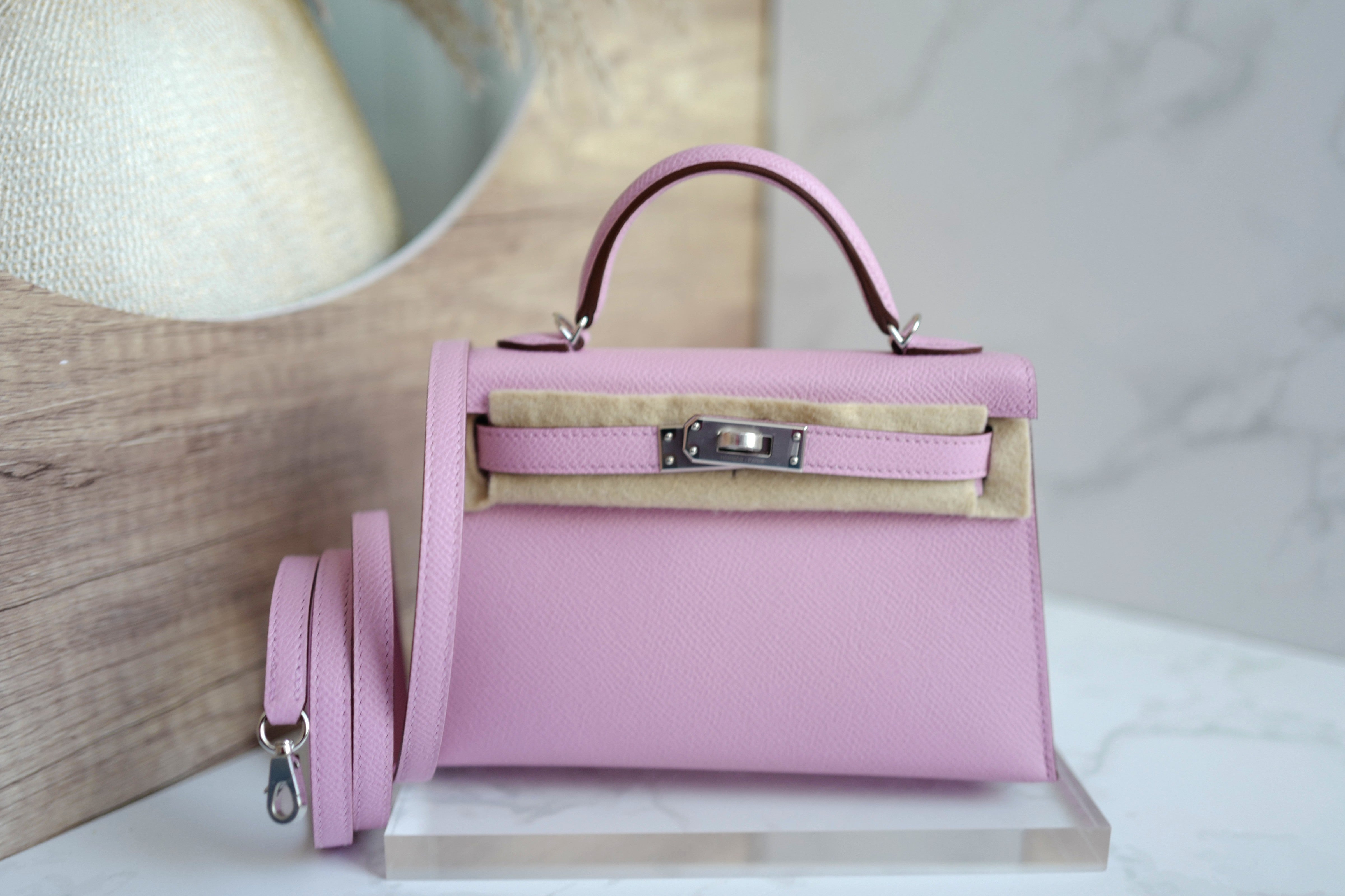 Hermes Mini Kelly Mauve Sylvester PHW U Complete With Original Receipt 2022