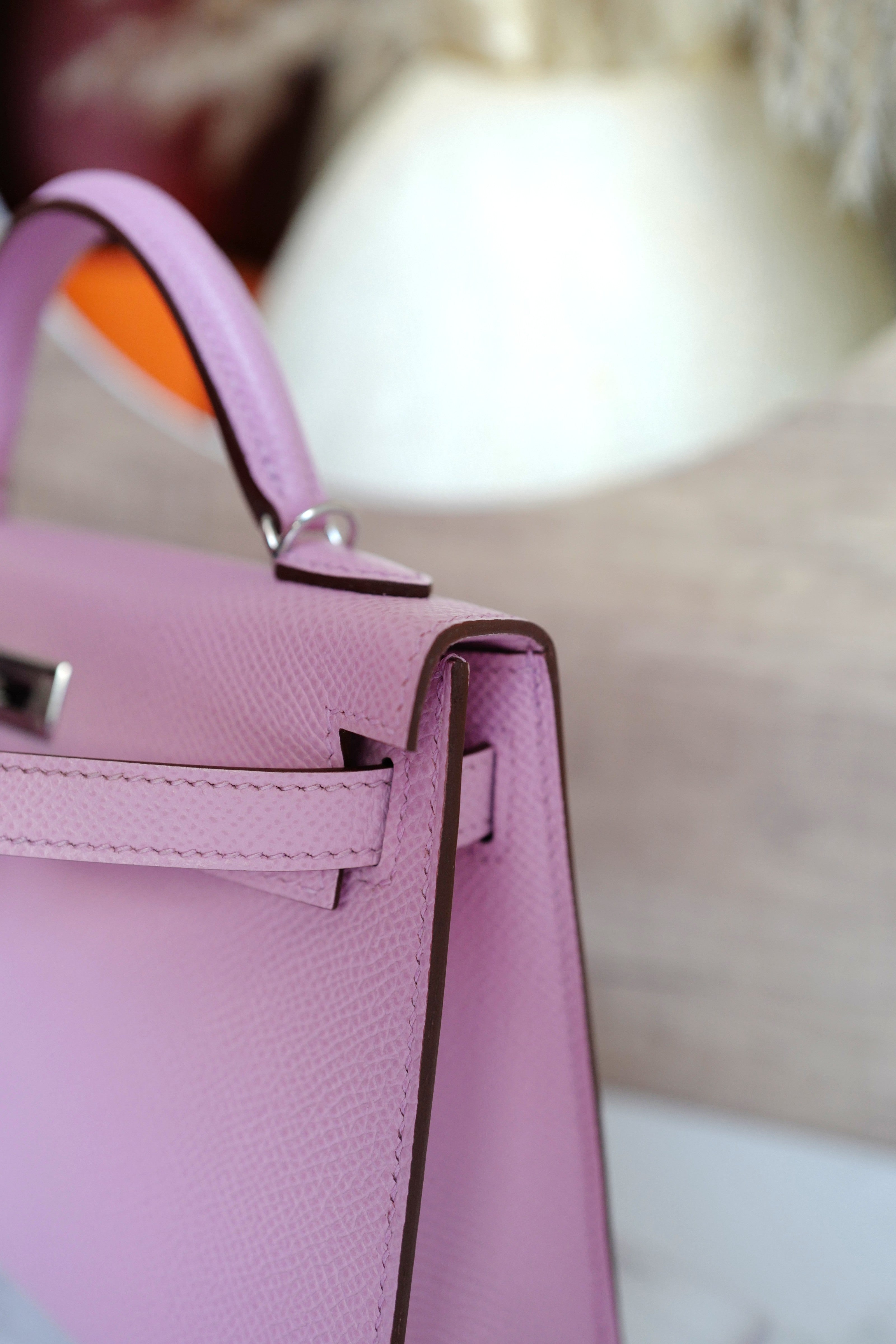 Hermes Mini Kelly Mauve Sylvester PHW U Complete With Original Receipt 2022
