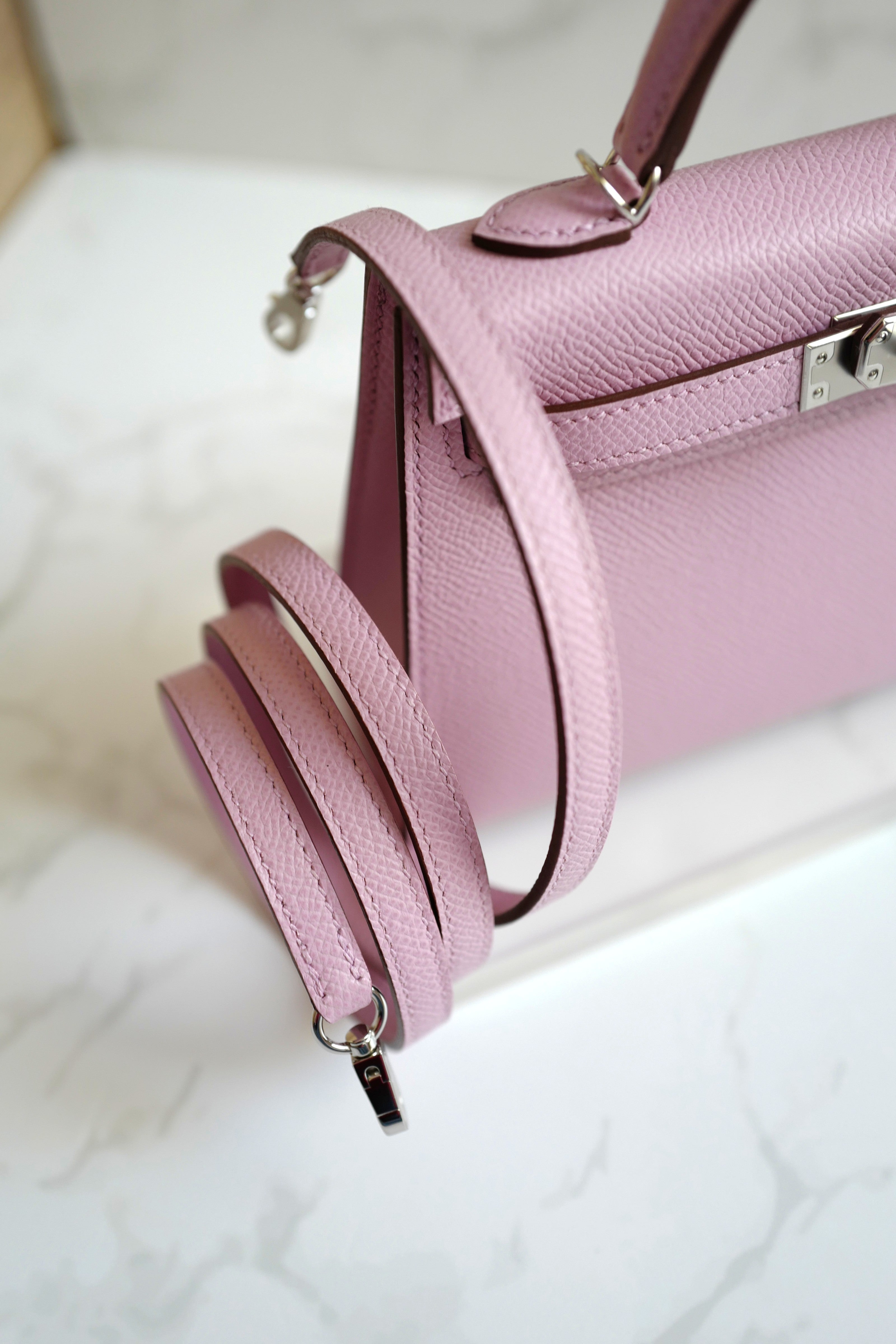 Hermes Mini Kelly Mauve Sylvester PHW U Complete With Original Receipt 2022