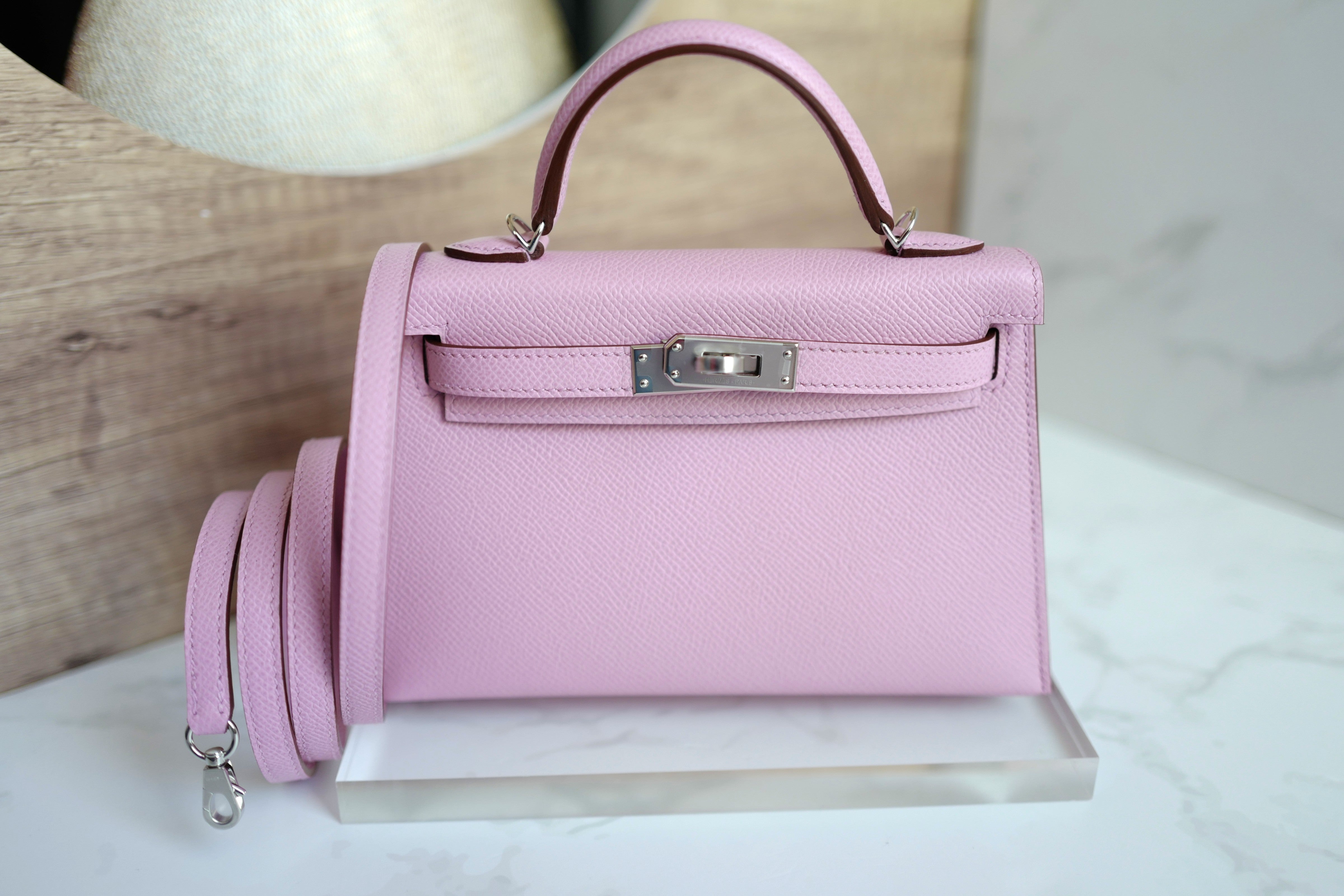 Hermes Mini Kelly Mauve Sylvester PHW U Complete With Original Receipt 2022