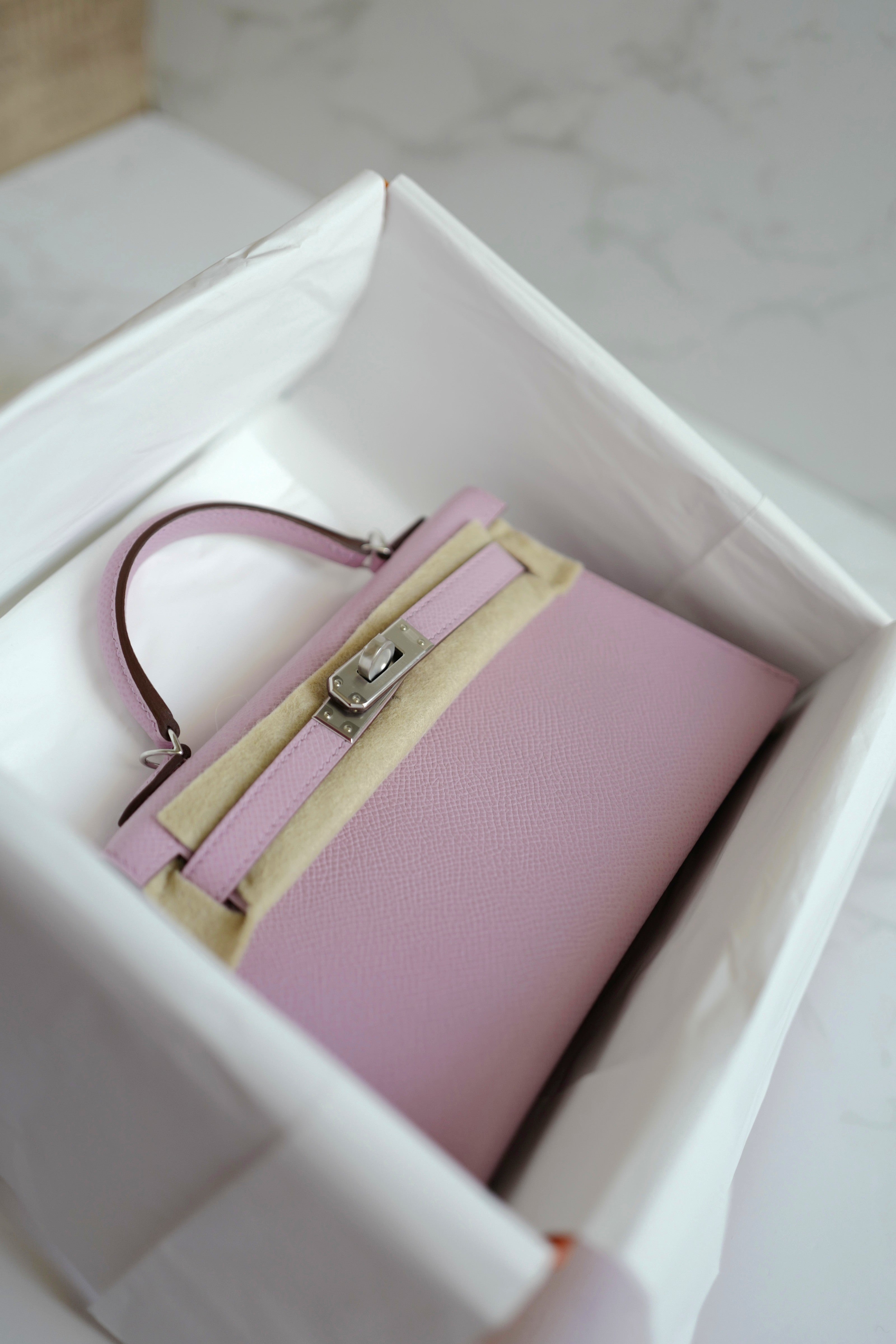 Hermes Mini Kelly Mauve Sylvester PHW U Complete With Original Receipt 2022