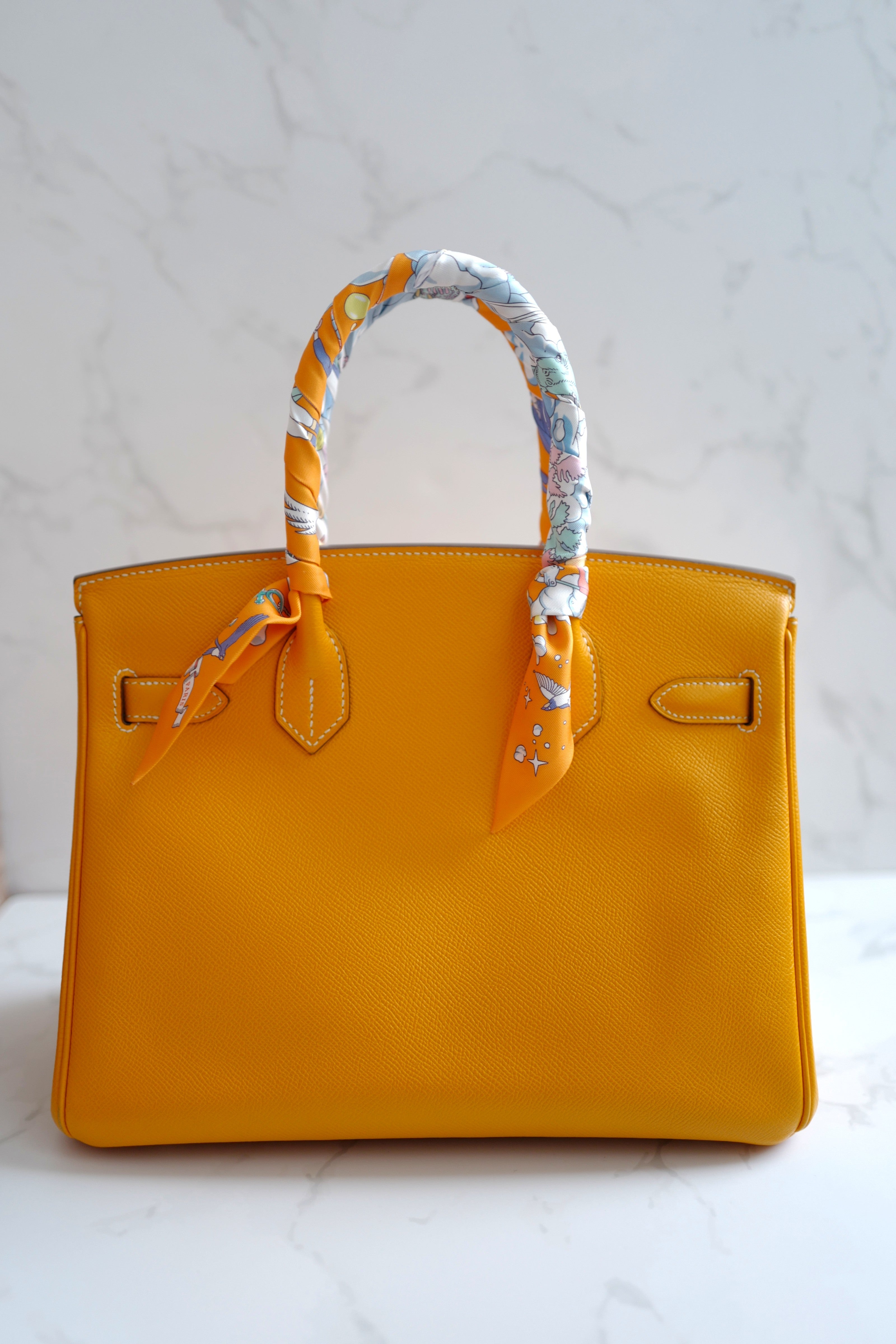 Hermès Birkin 30 Jaune d'Or Epsom Leather Candy Edition Orange Inside & Gold HW