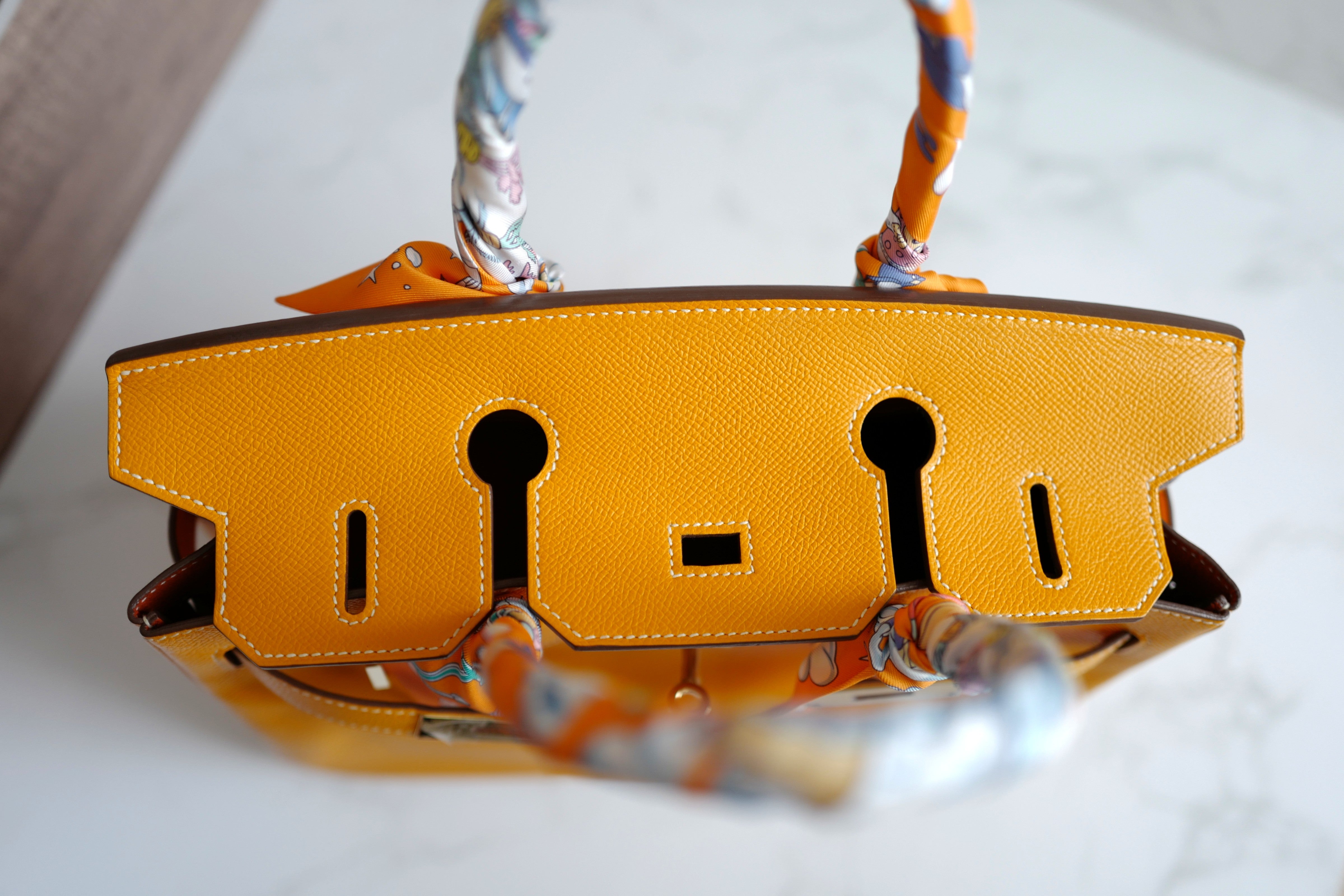 Hermès Birkin 30 Jaune d'Or Epsom Leather Candy Edition Orange Inside & Gold HW