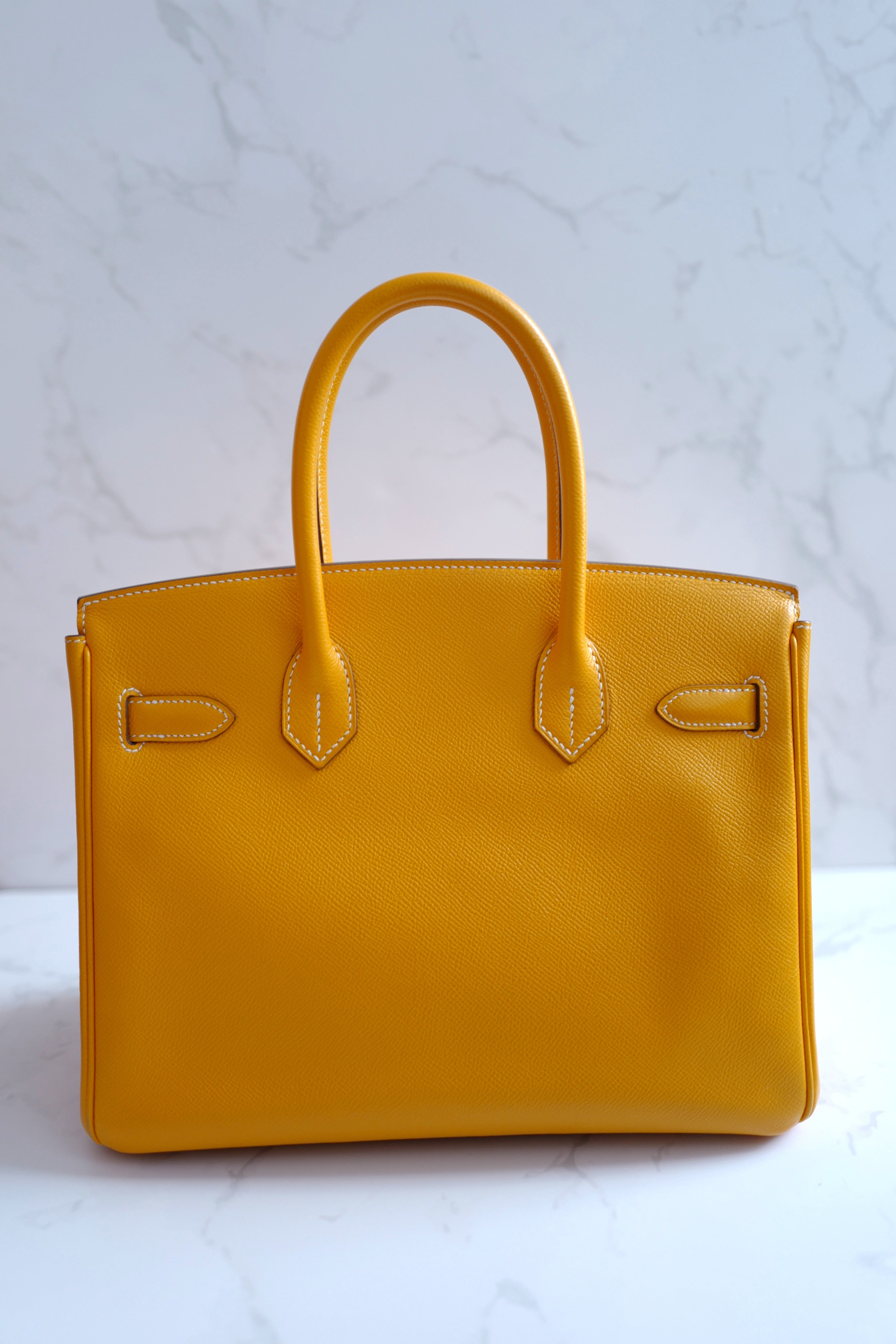 Hermès Birkin 30 Jaune d'Or Epsom Leather Candy Edition Orange Inside & Gold HW