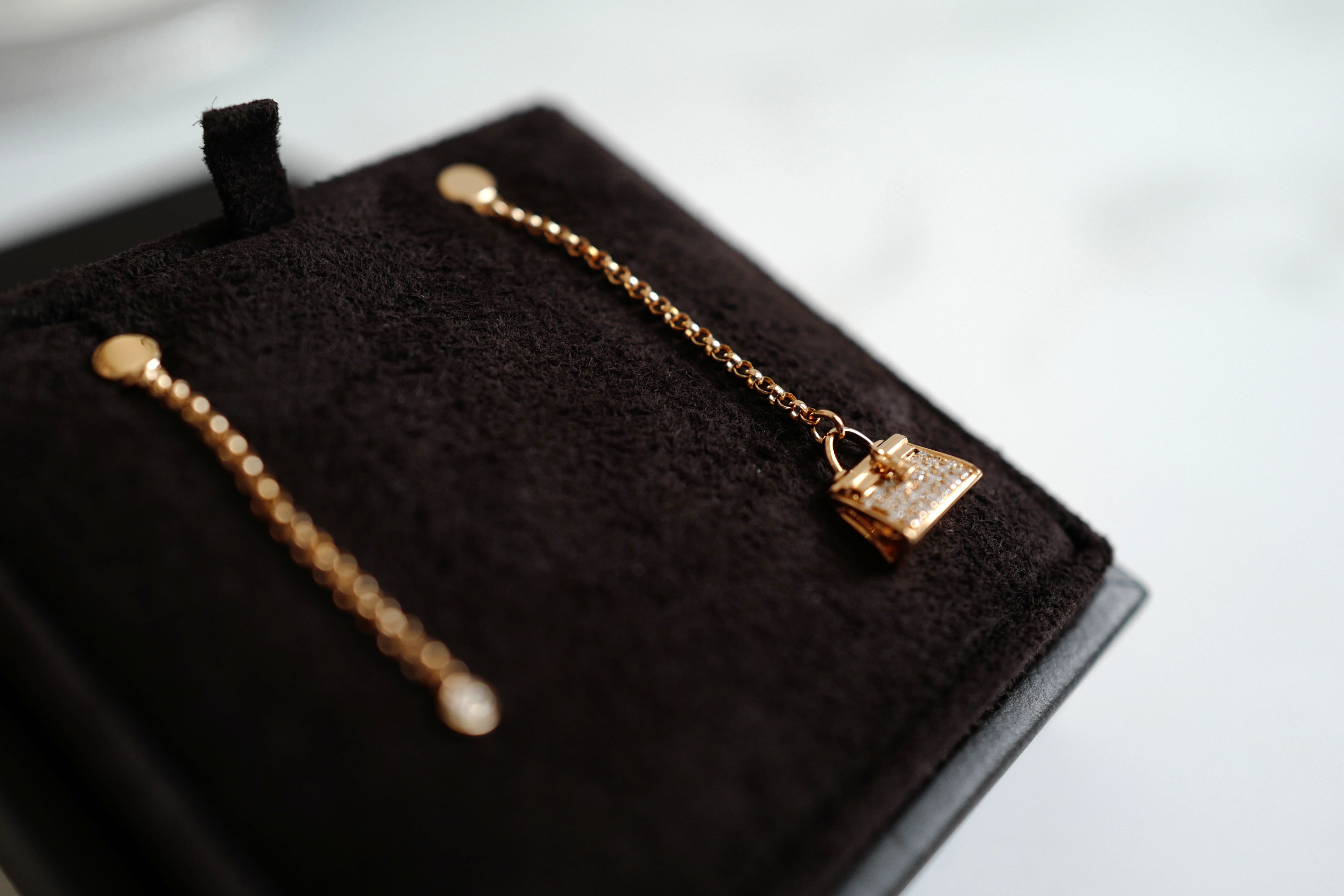 Hermes 18K Chaine Amulette Kelly Diamonds Rose Gold Ear Studs Earrings BNIB $10K