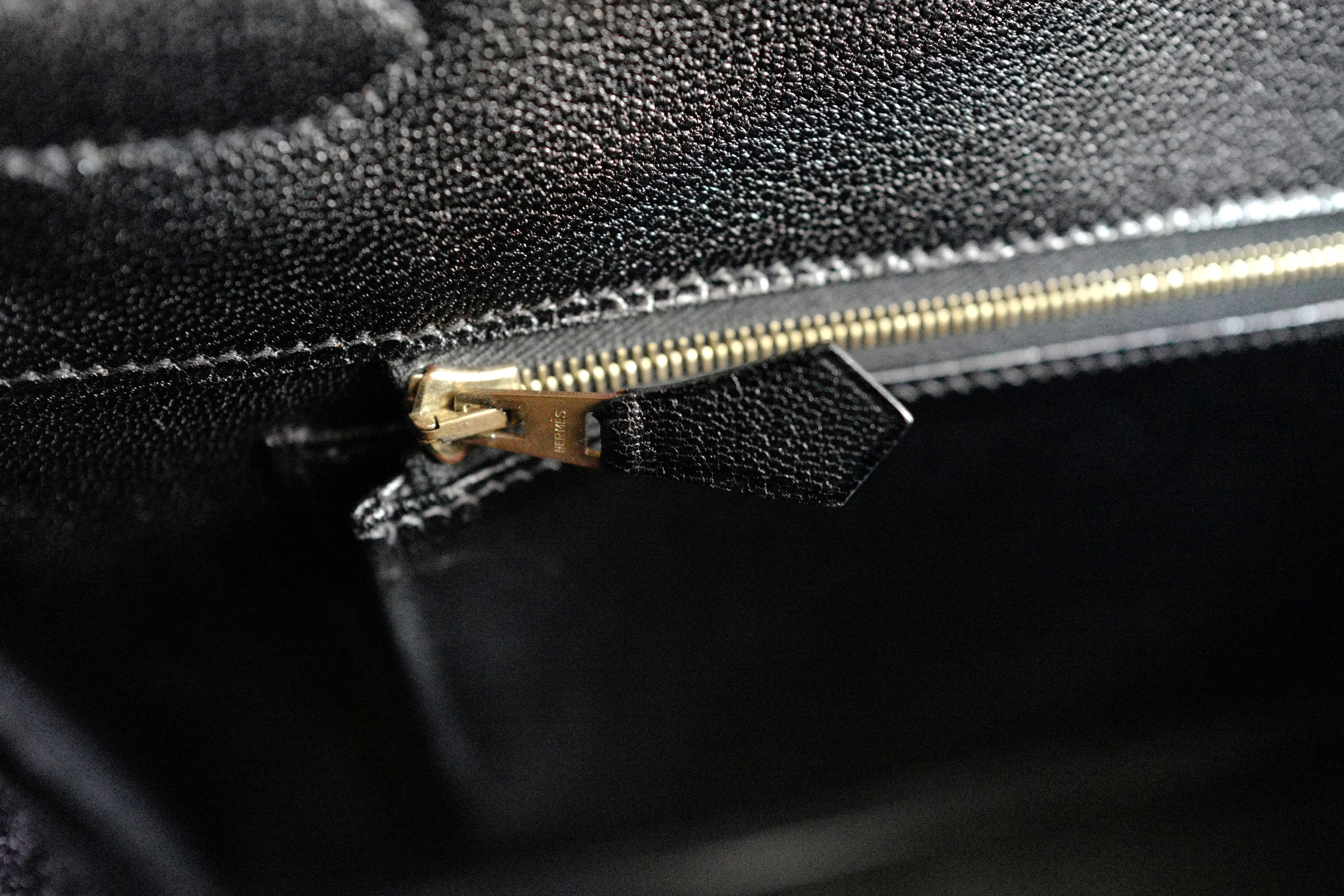 Hermès Birkin 35 Black Shiny Porosus Crocodile Gold HW #D Preowned Condition