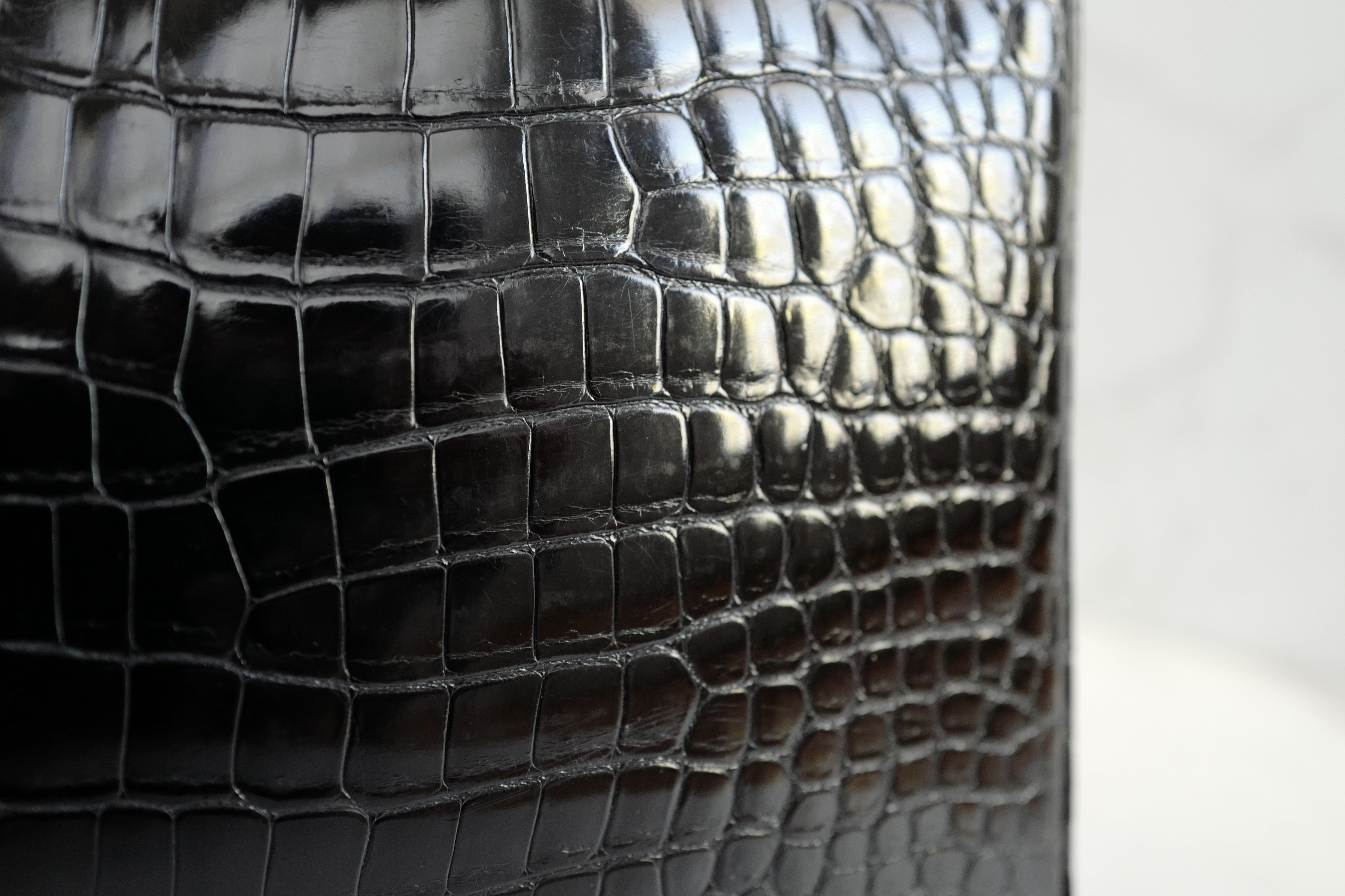 Hermès Birkin 35 Black Shiny Porosus Crocodile Gold HW #D Preowned Condition