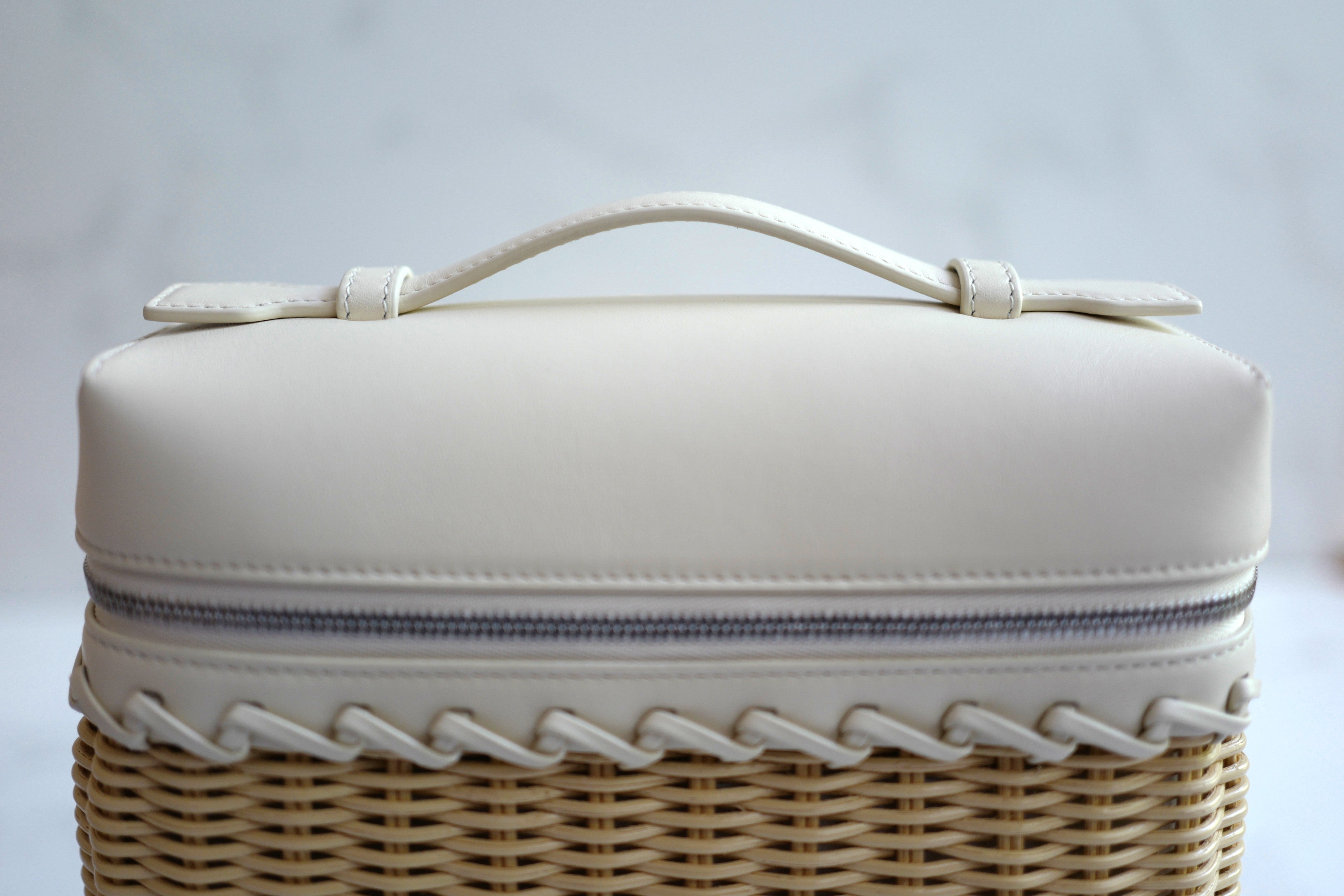 BNIB Loro Piana Extra Pocket L19 North-South Wicker Bag With Crossbody Strap