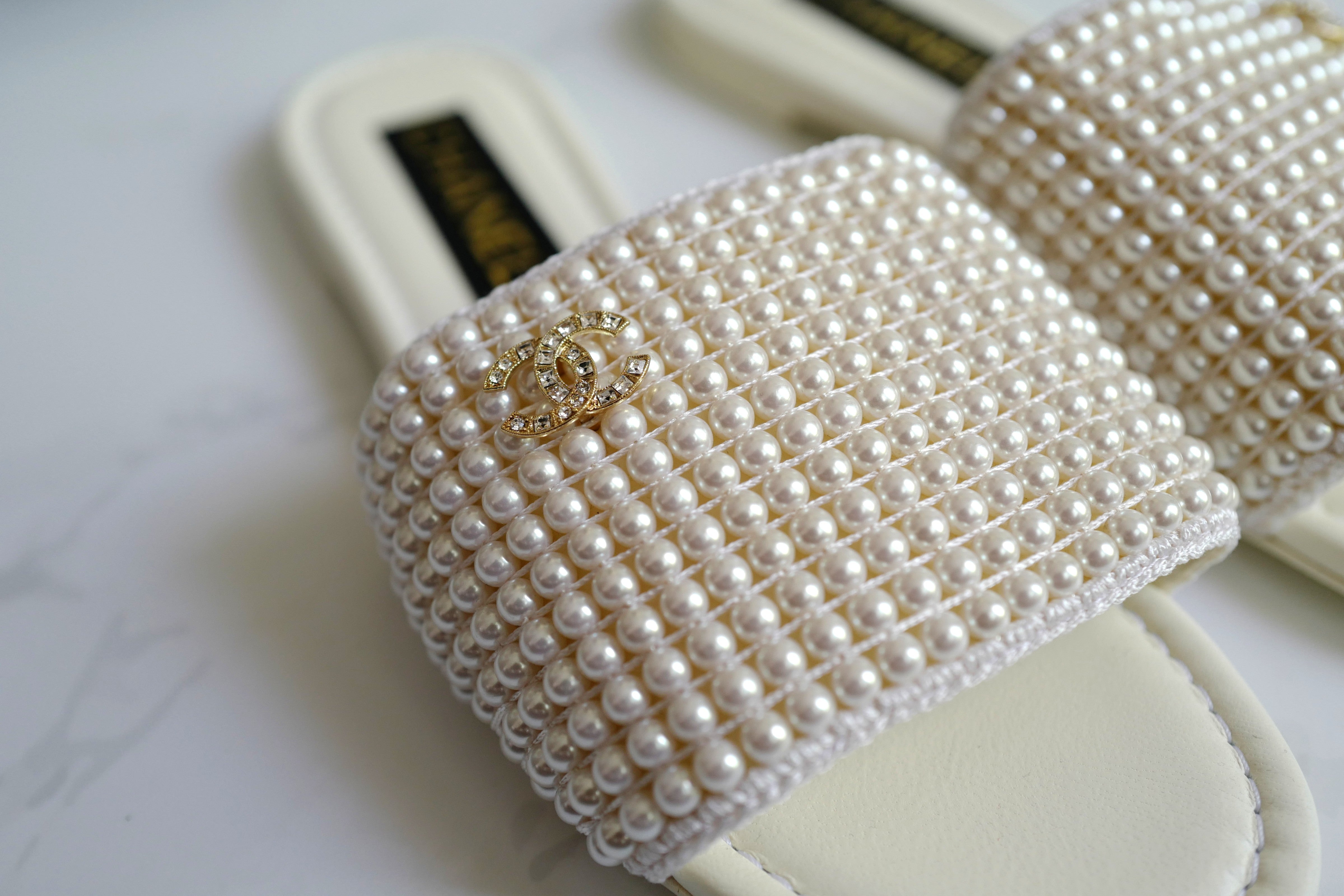 BNIB Chanel Spring Summer Collection 25S Mules Flat With Pearls - Size 38