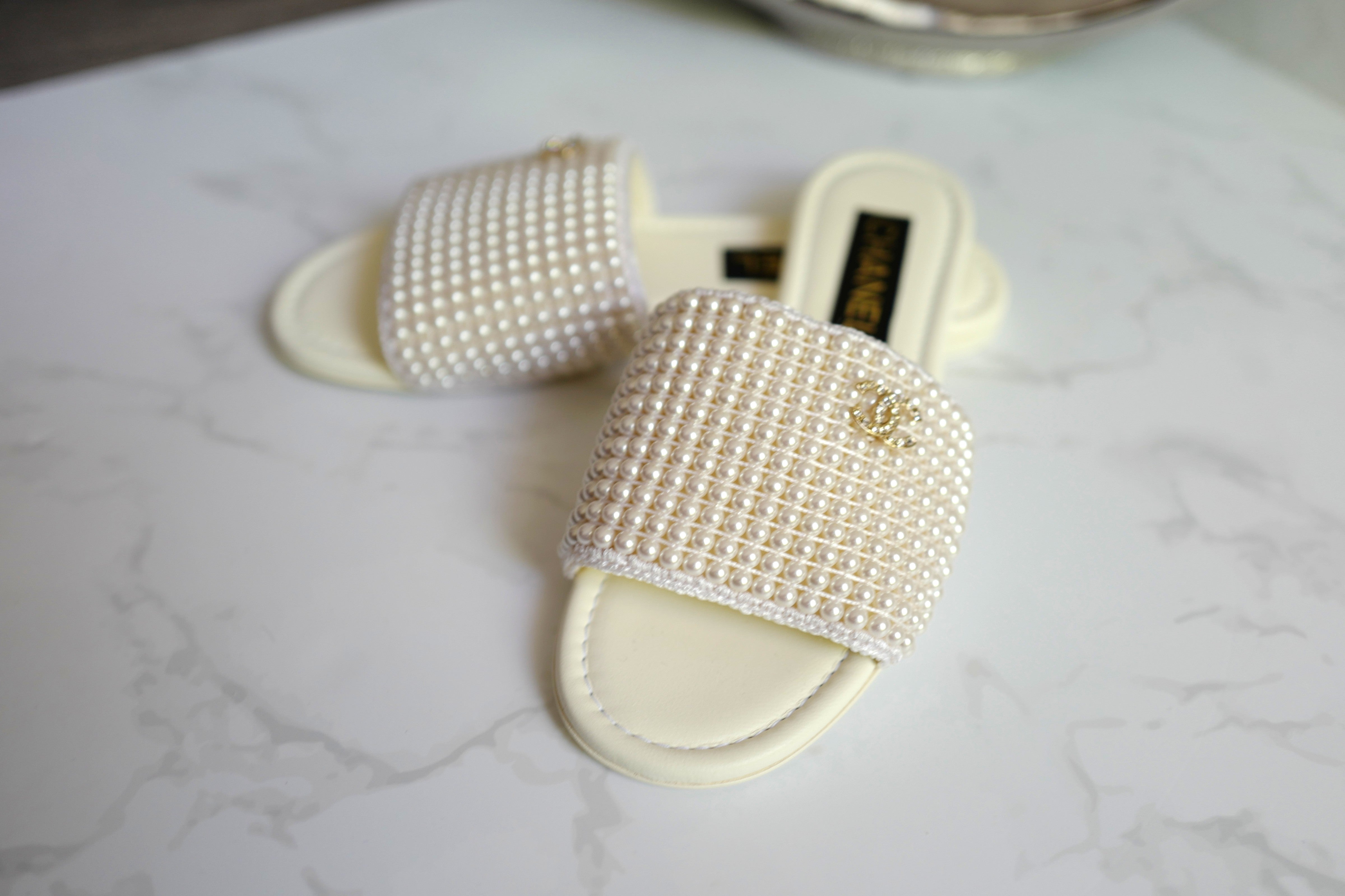 BNIB Chanel Spring Summer Collection 25S Mules Flat With Pearls - Size 38