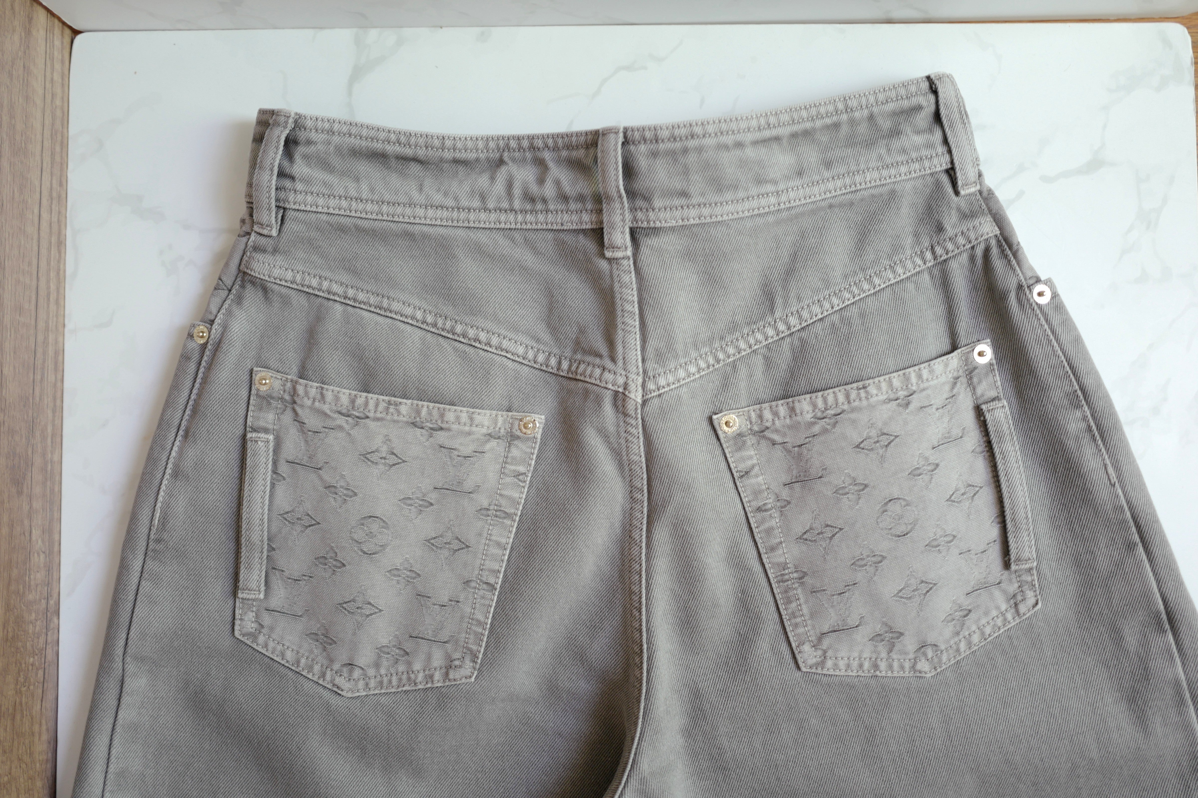 Brand New Louis Vuitton Nautical Denim Pleat Pants Gris Size 38