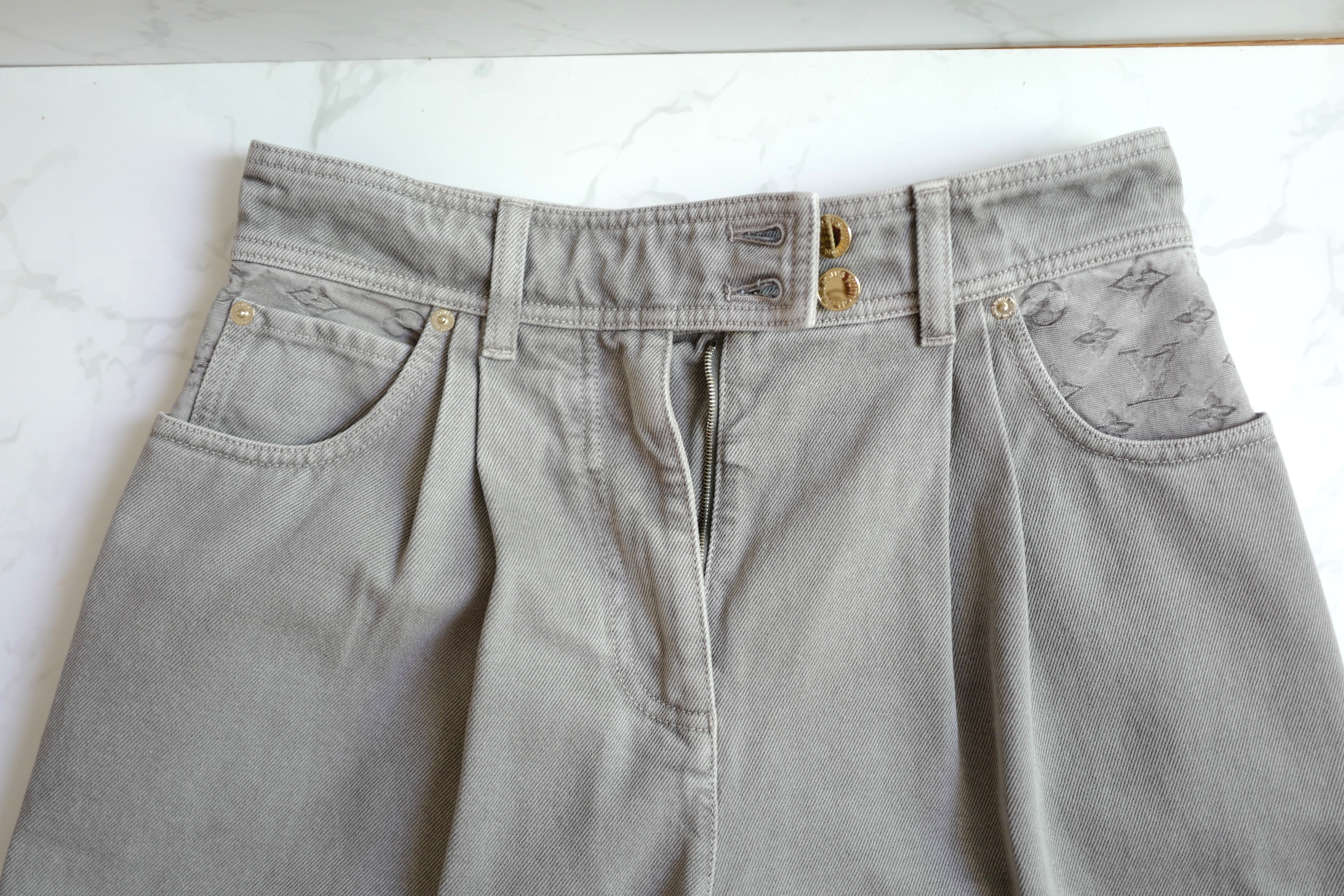 Brand New Louis Vuitton Nautical Denim Pleat Pants Gris Size 38