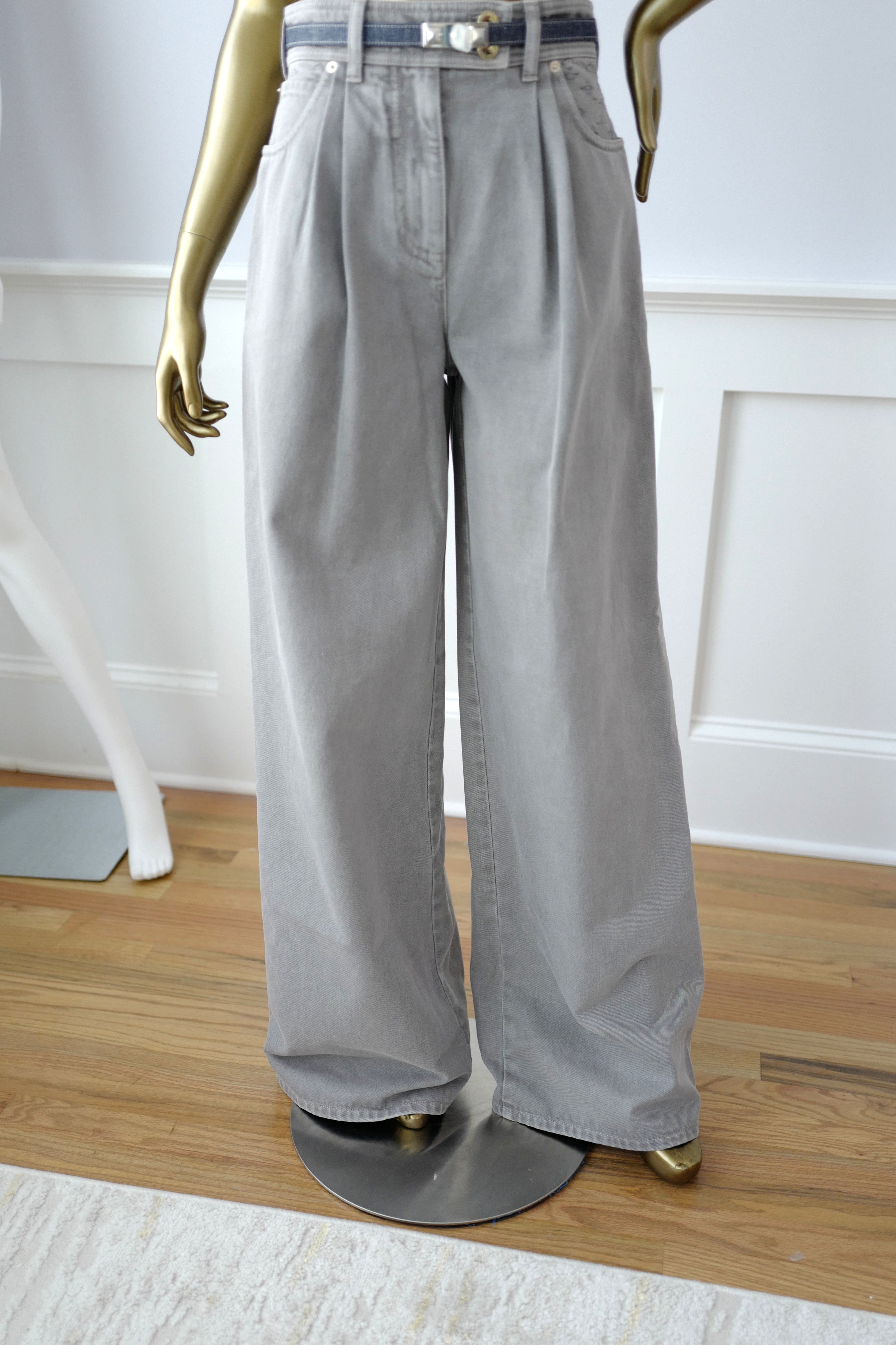 Brand New Louis Vuitton Nautical Denim Pleat Pants Gris Size 38