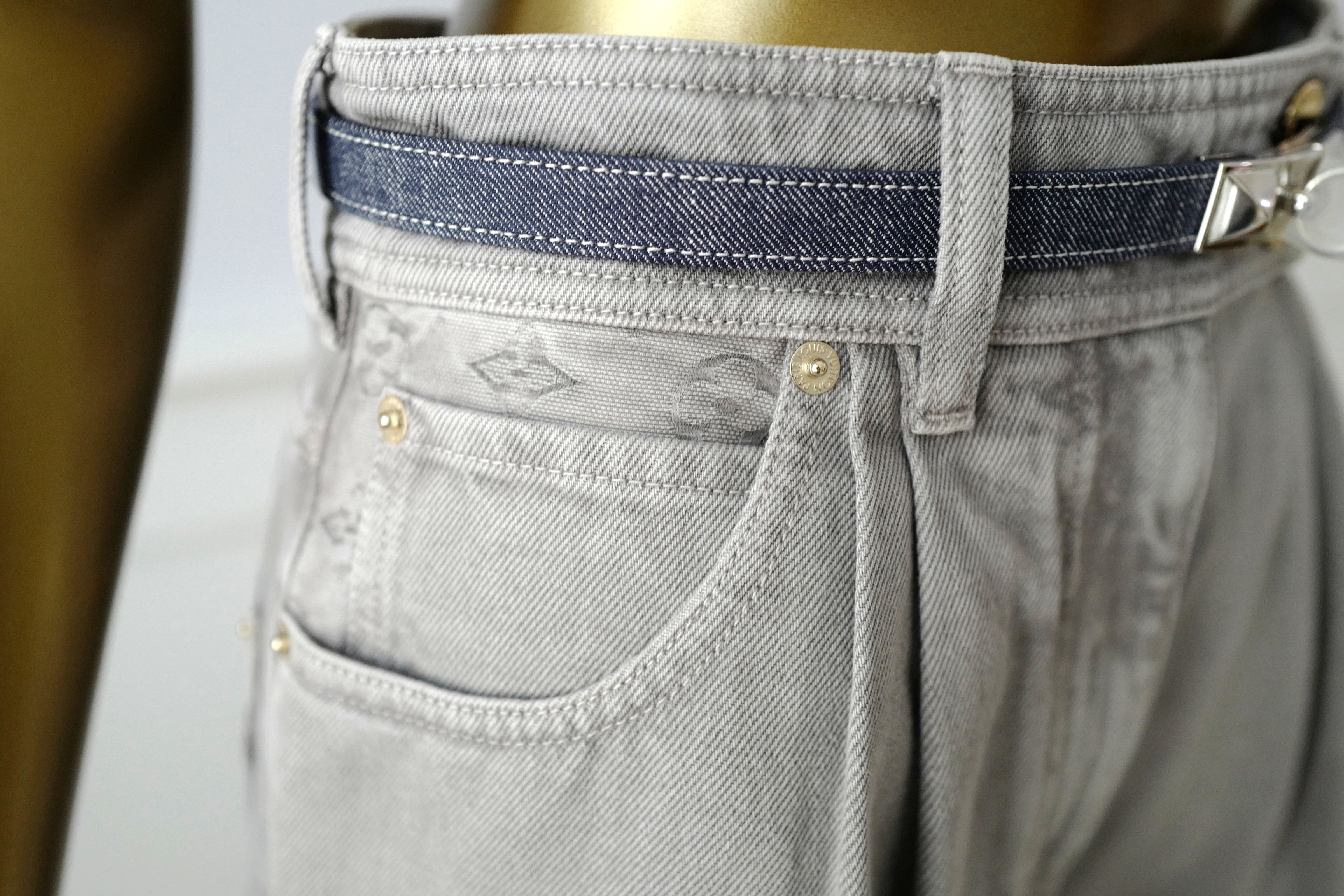 Brand New Louis Vuitton Nautical Denim Pleat Pants Gris Size 38