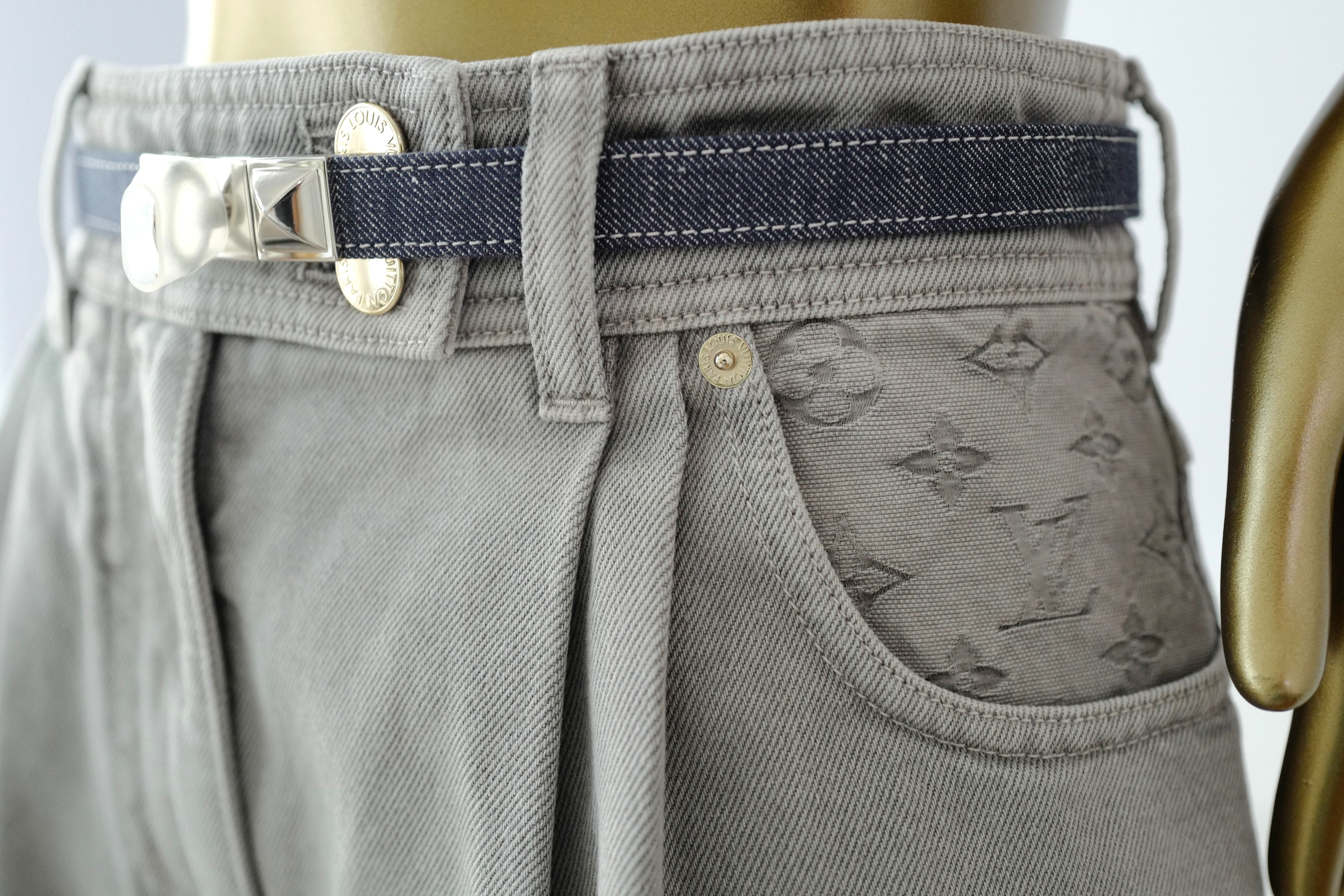 Brand New Louis Vuitton Nautical Denim Pleat Pants Gris Size 38