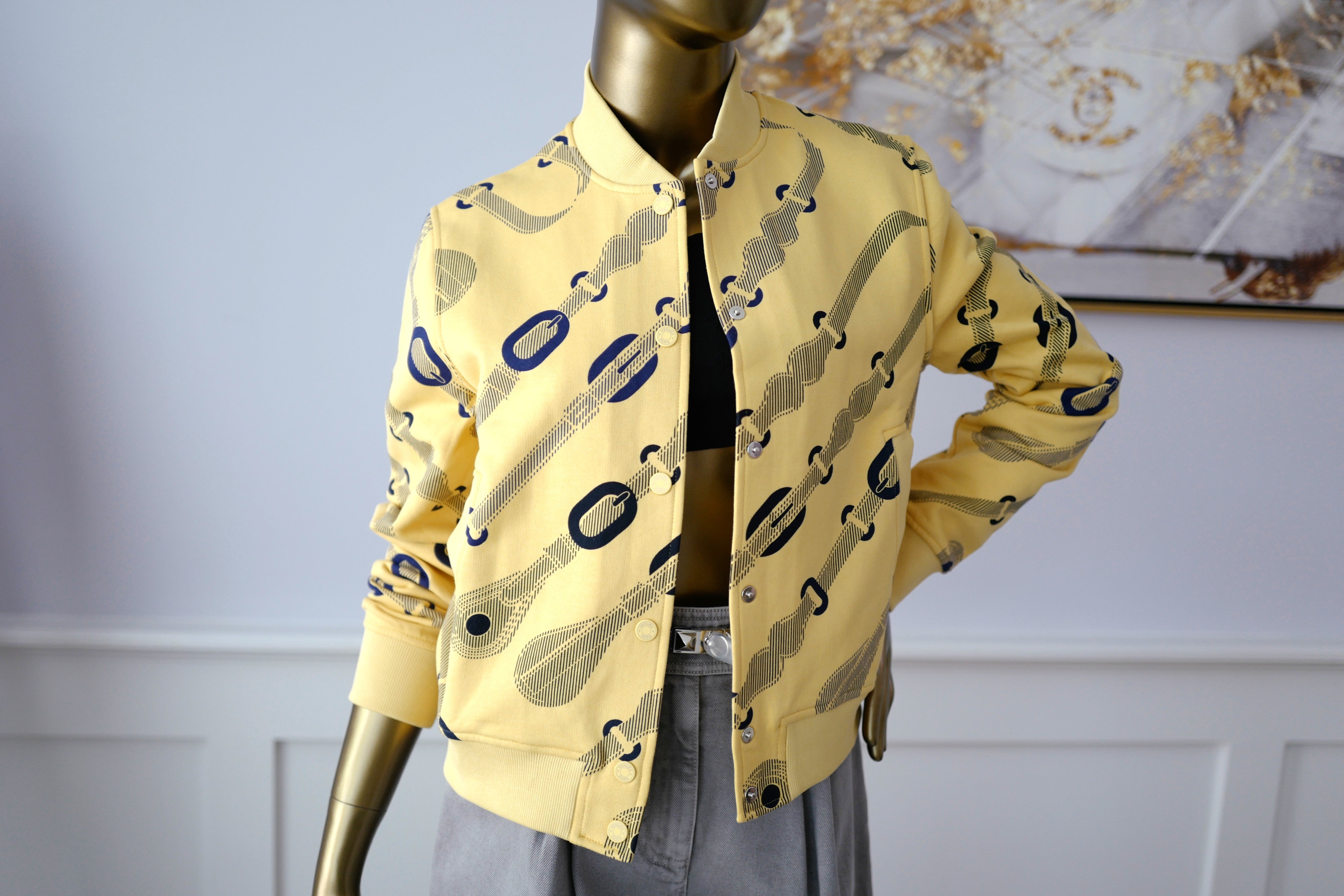 NEW Hermès Varsity Jacket “Coaching Remix” in Jaune Labido Size 38