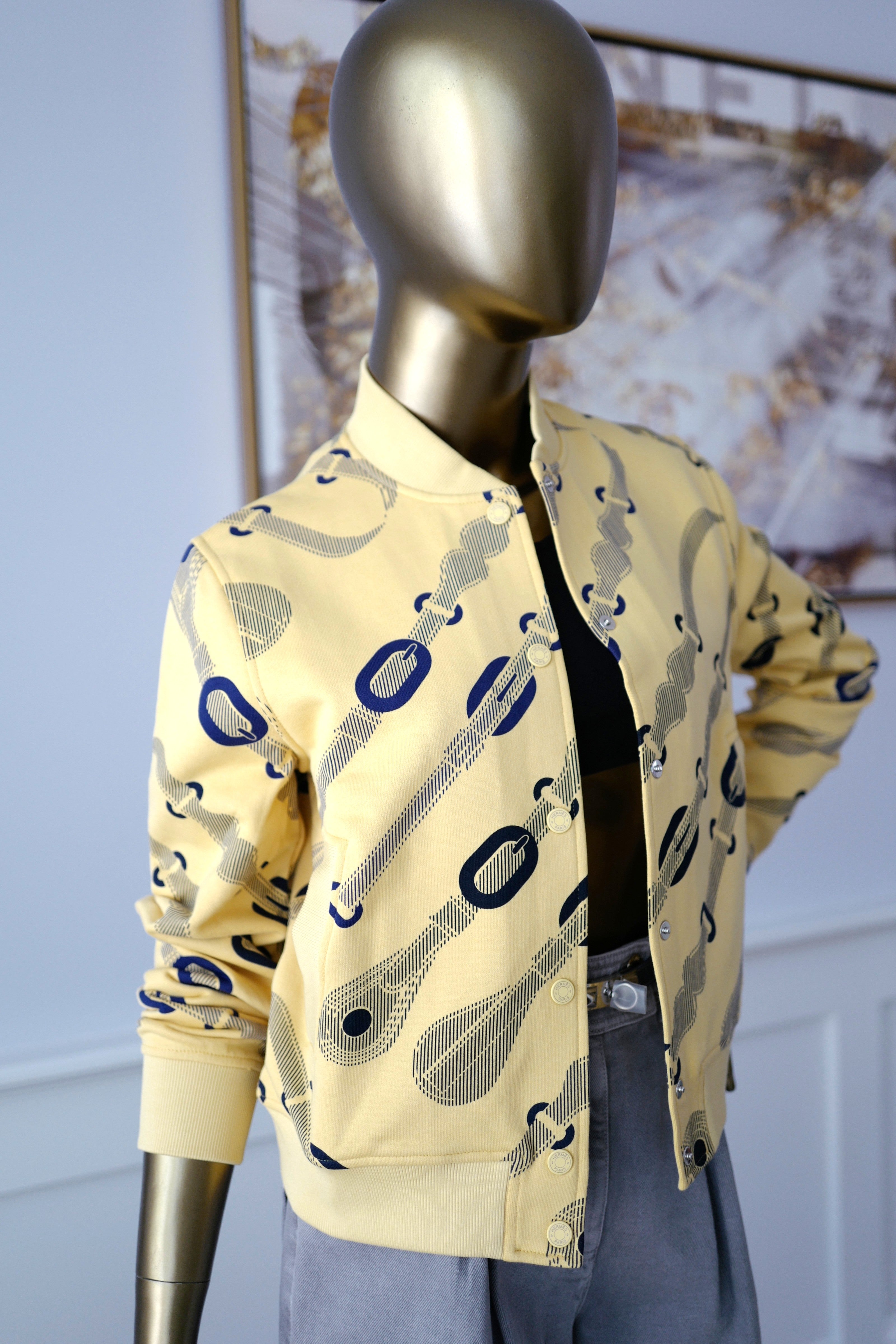 NEW Hermès Varsity Jacket “Coaching Remix” in Jaune Labido Size 38