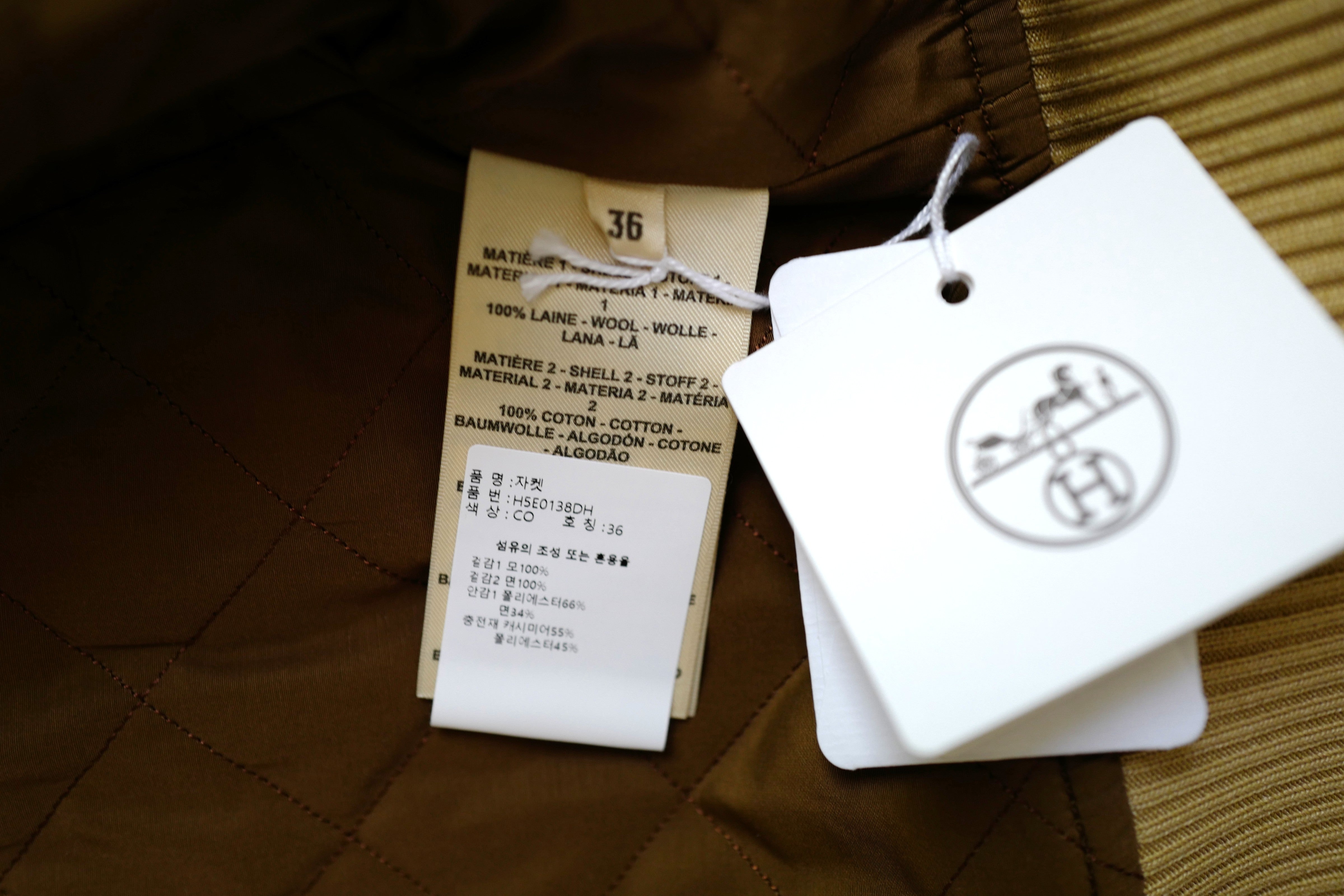 Brand New Hermès Bomber Inspiration Jacket in Vert Muscade Size 36