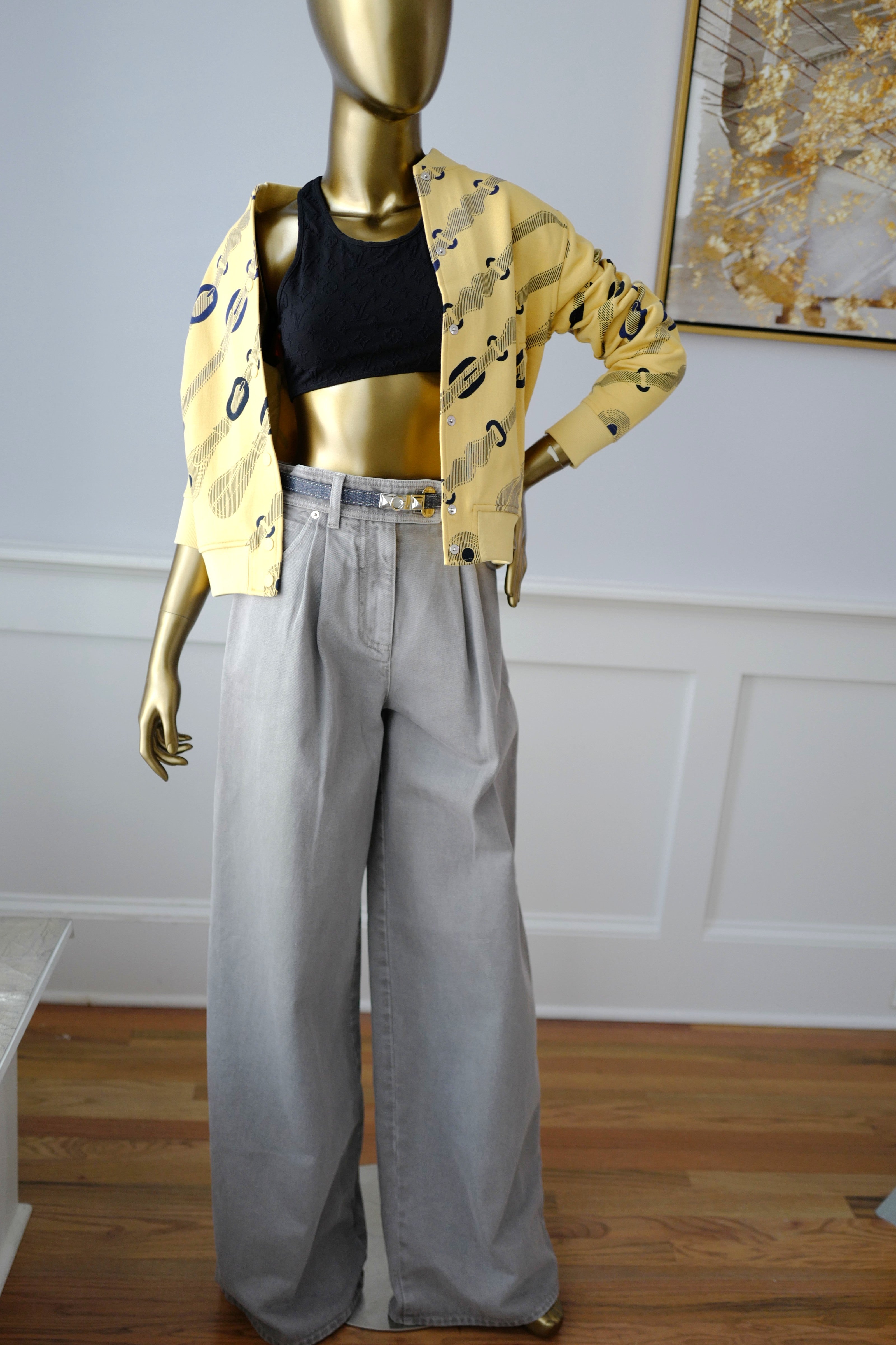 Brand New Louis Vuitton Nautical Denim Pleat Pants Gris Size 38