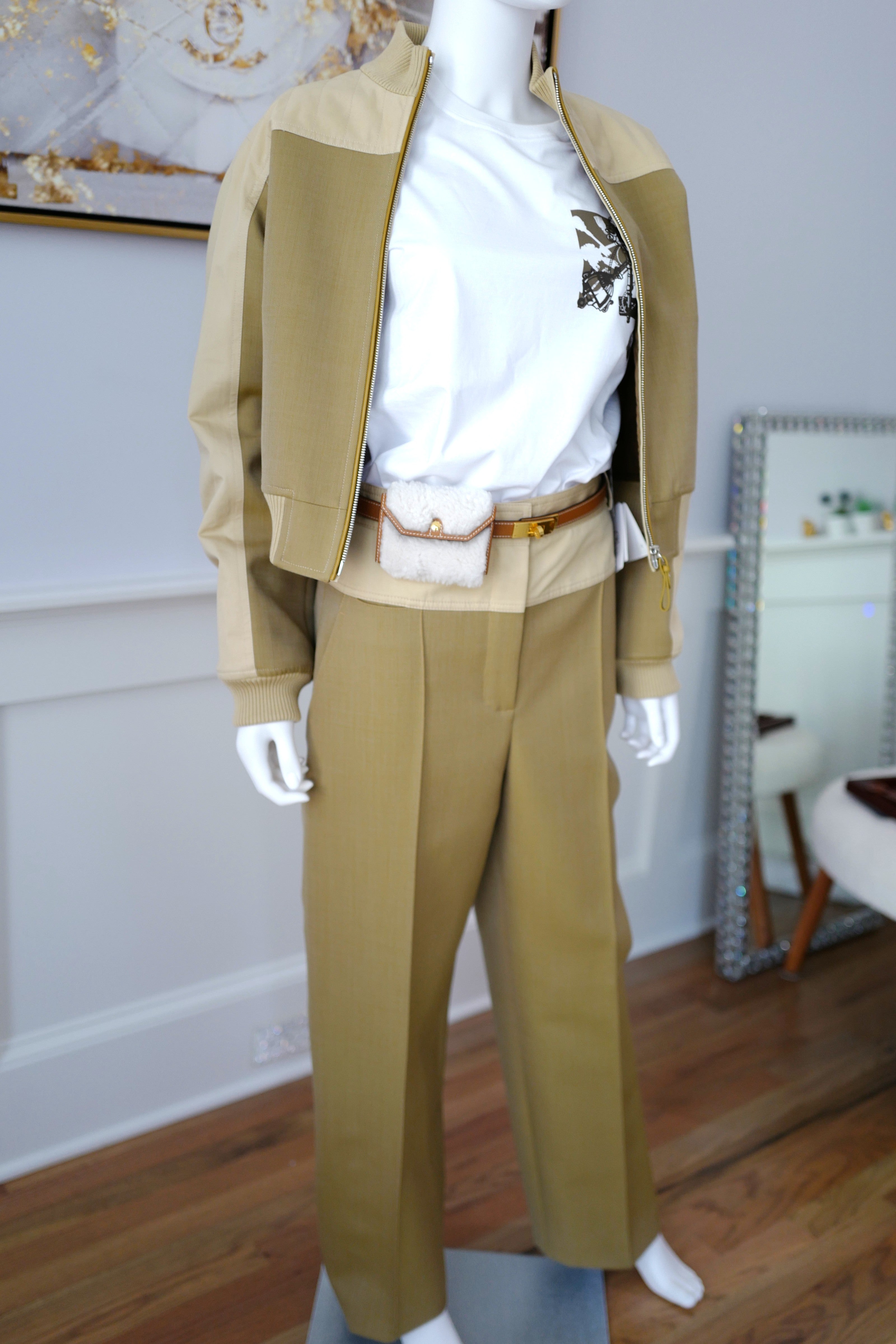 Brand New Hermès Bomber Inspiration Jacket in Vert Muscade Size 36