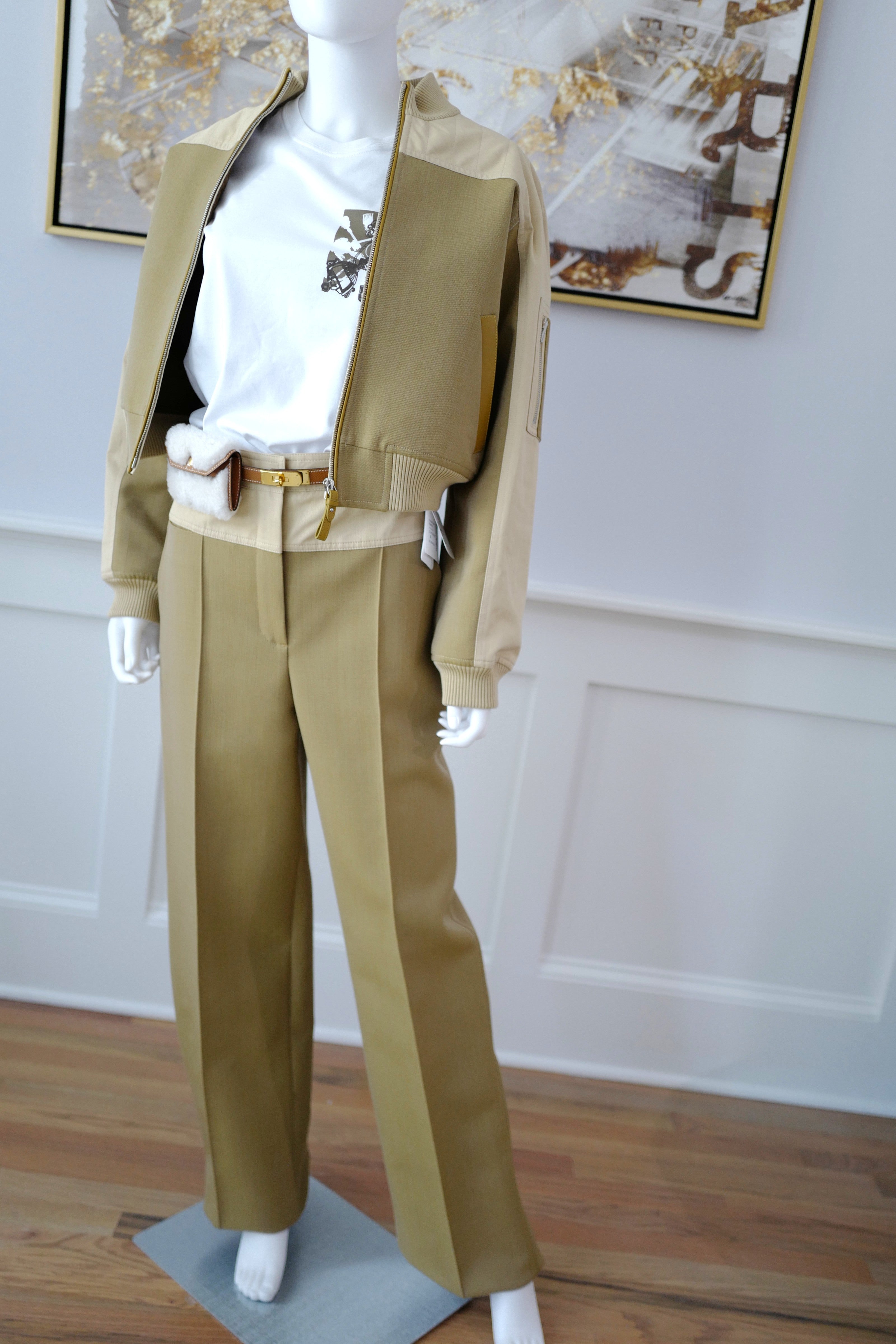 Brand New Hermès Bomber Inspiration Jacket in Vert Muscade Size 36