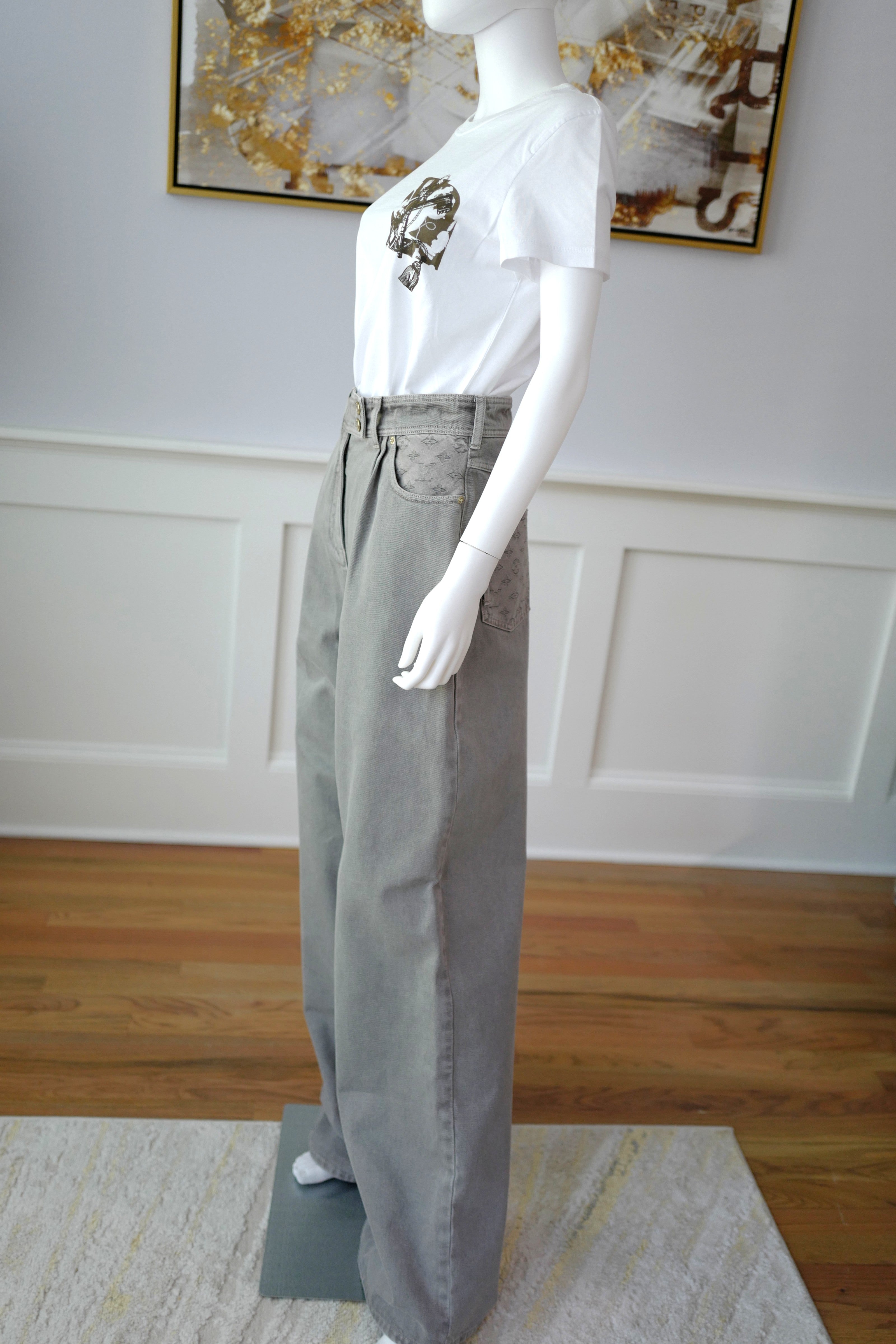 Brand New Louis Vuitton Nautical Denim Pleat Pants Gris Size 38