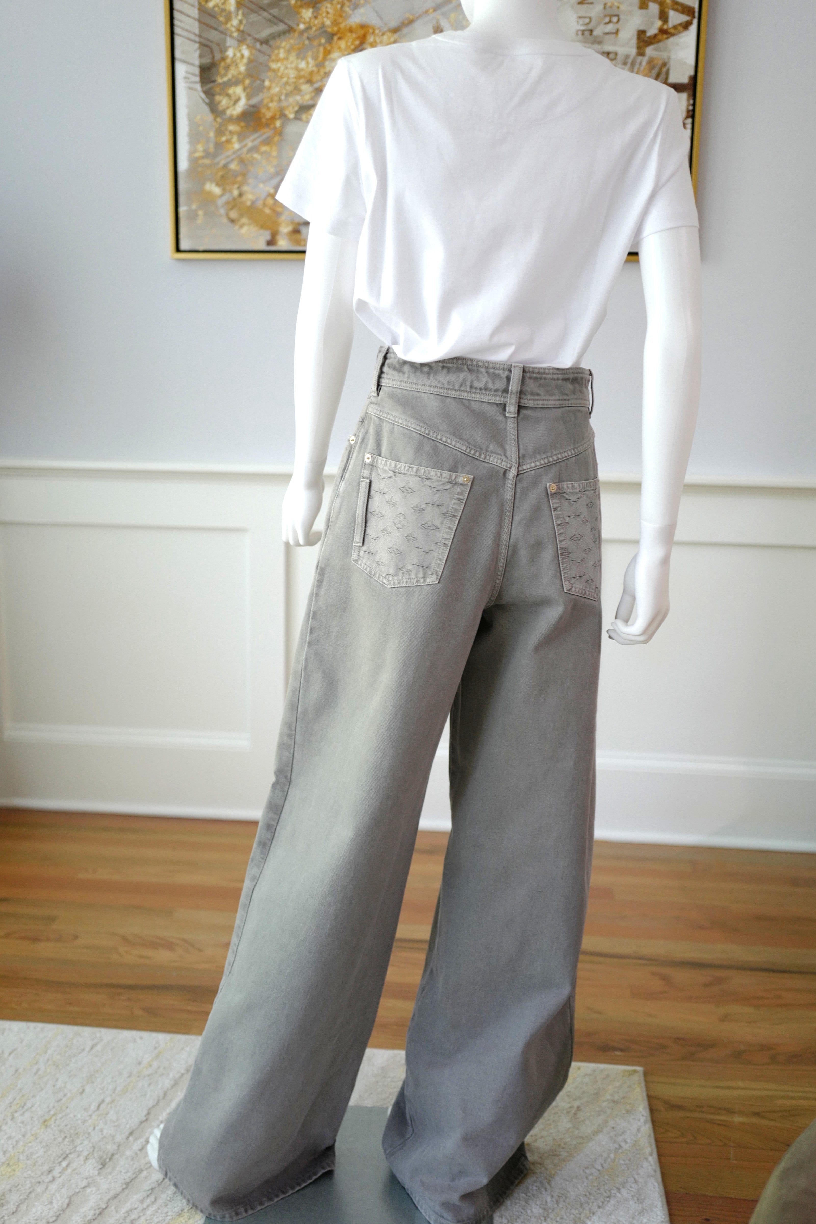 Brand New Louis Vuitton Nautical Denim Pleat Pants Gris Size 38