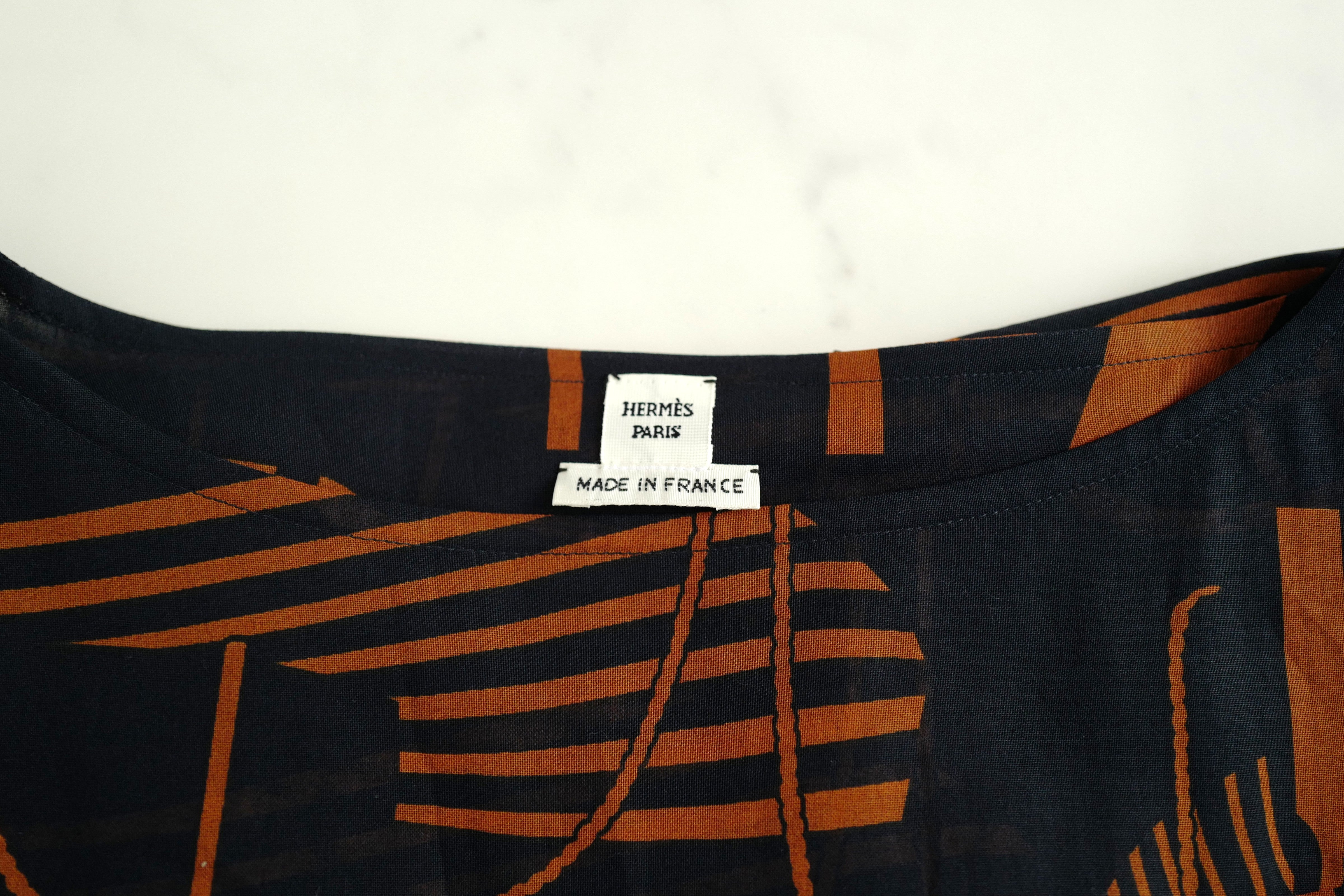 Brand New Hermès "Thalassa Tattoo" Beach Tunic in Bleu Gabier Size 34