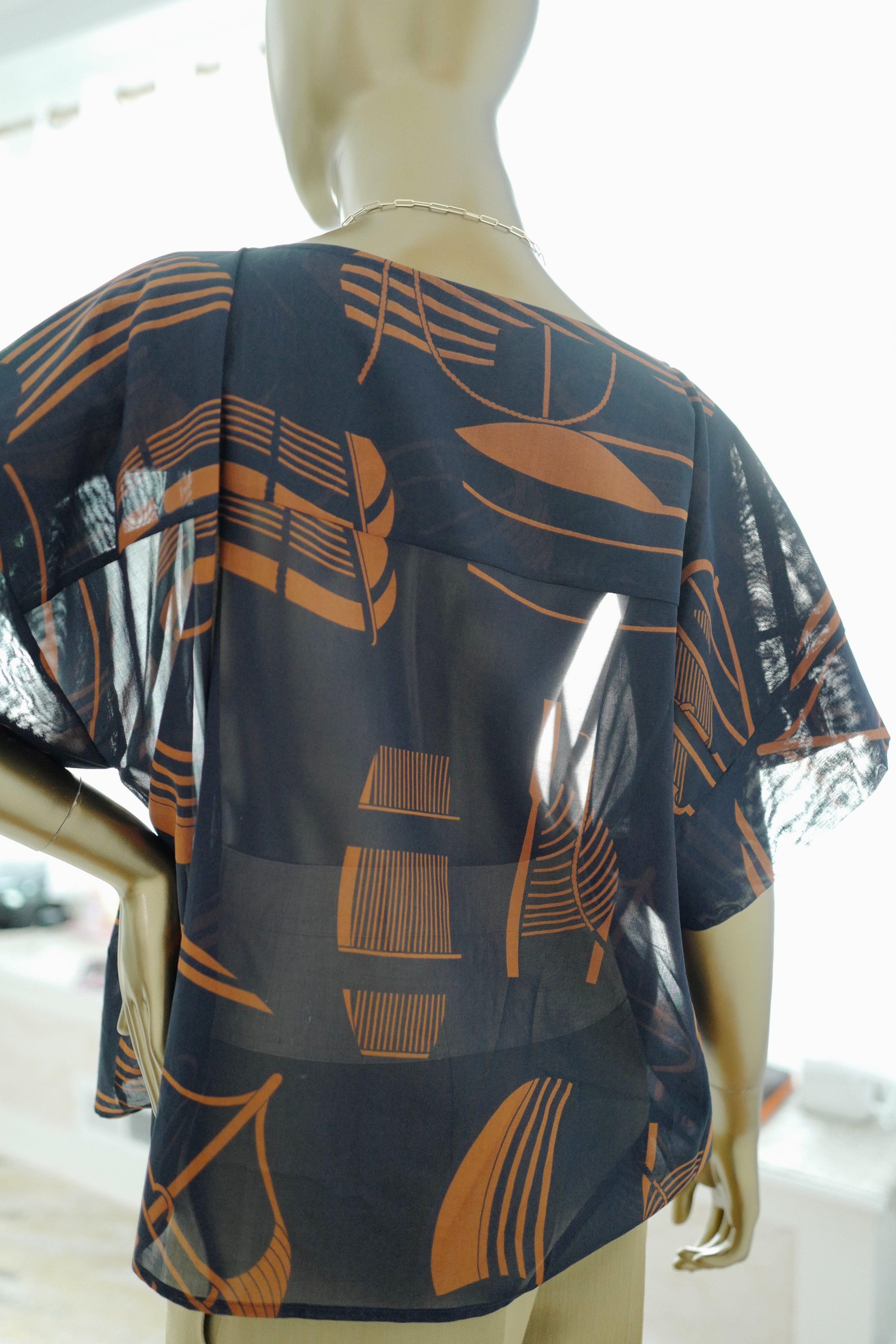 Brand New Hermès "Thalassa Tattoo" Beach Tunic in Bleu Gabier Size 34